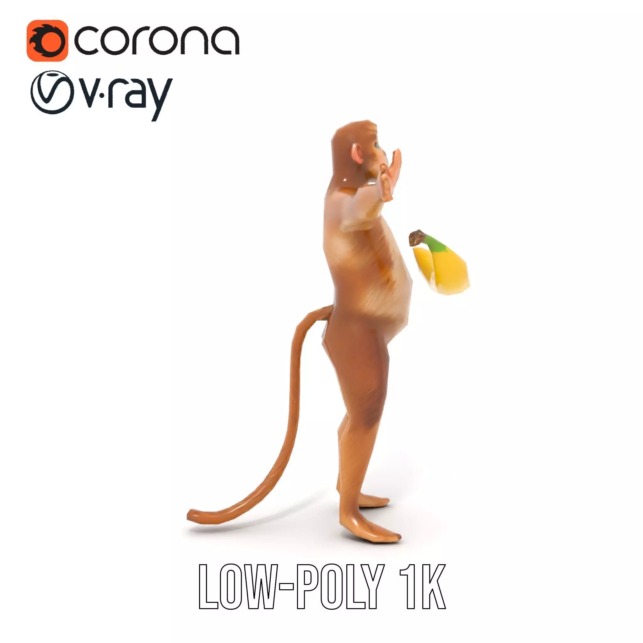 Cheerful Monkey Character model pack Low-poly 3D model_8
