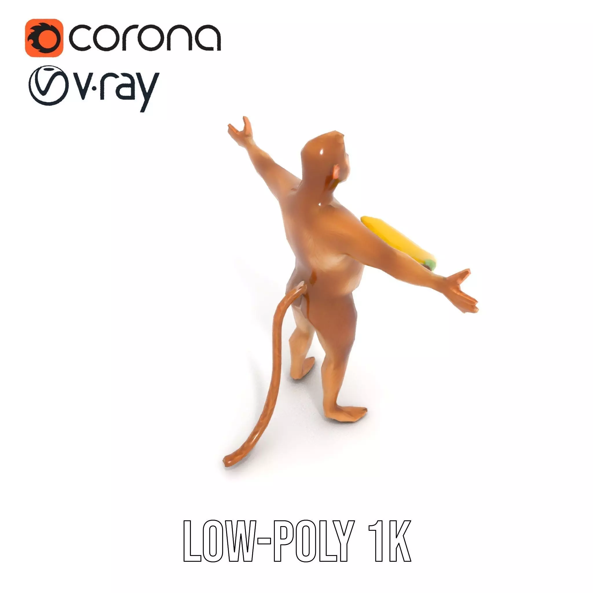 Cheerful Monkey Character model pack Low-poly 3D model_10