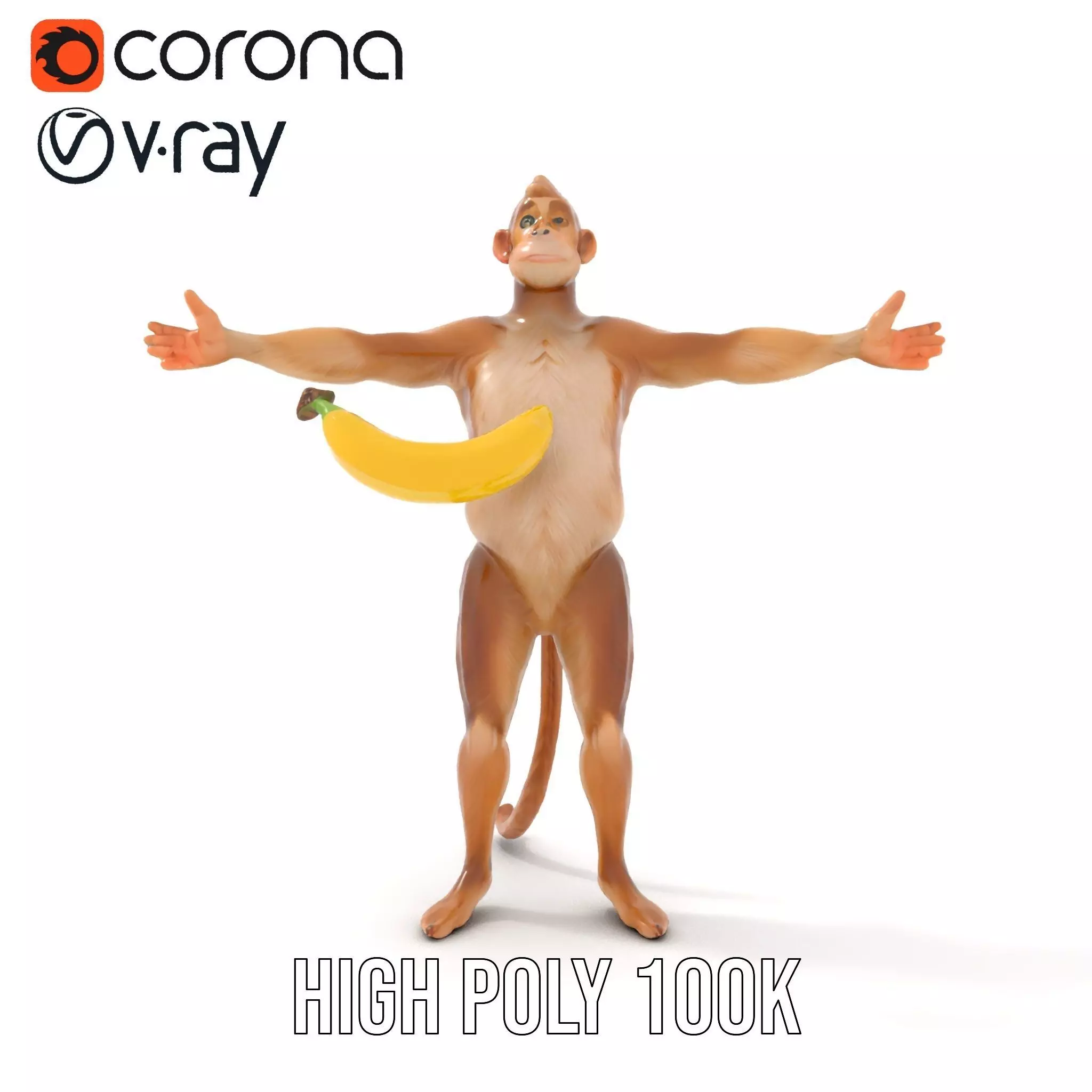 Cheerful Monkey Character model pack Low-poly 3D model_24