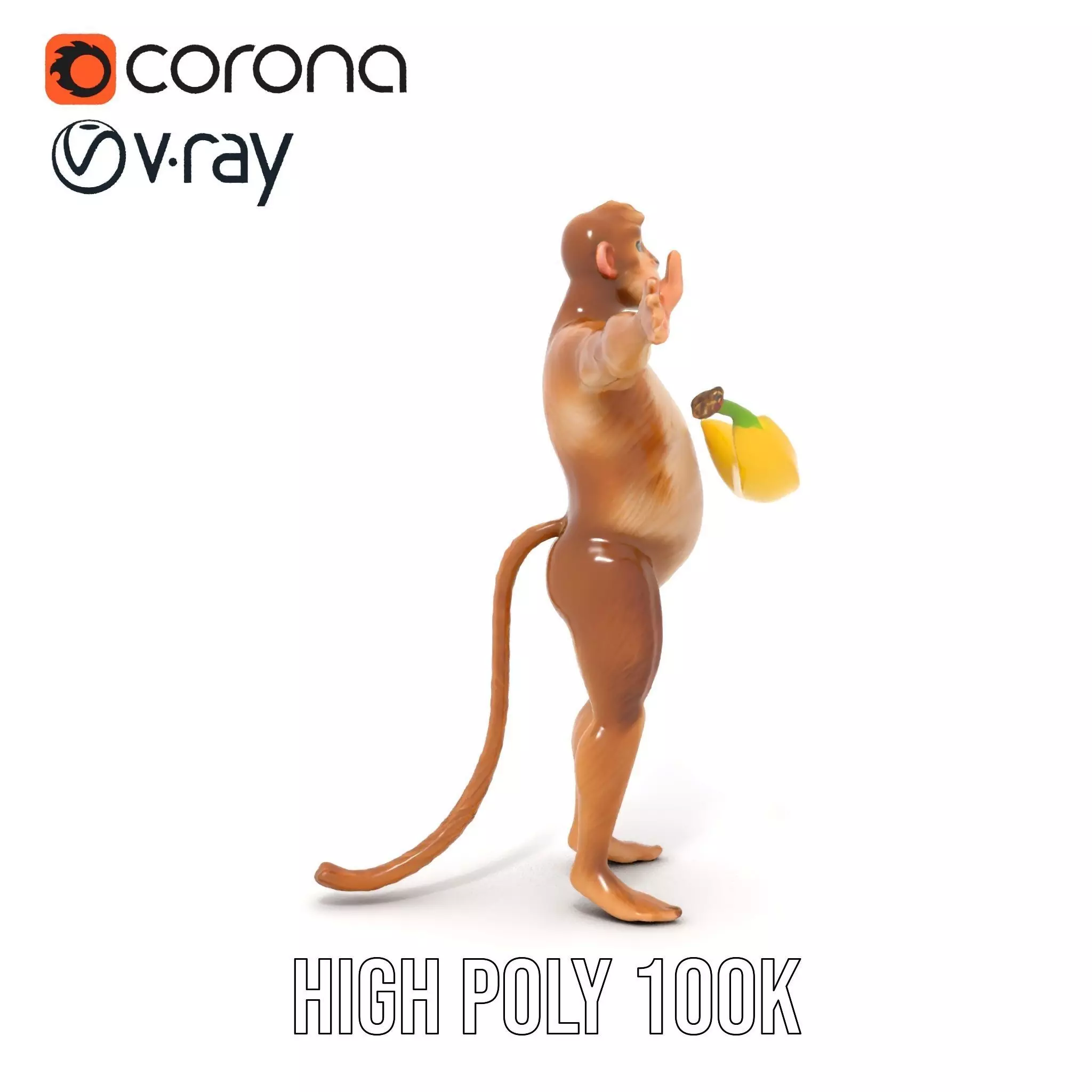 Cheerful Monkey Character model pack Low-poly 3D model_29