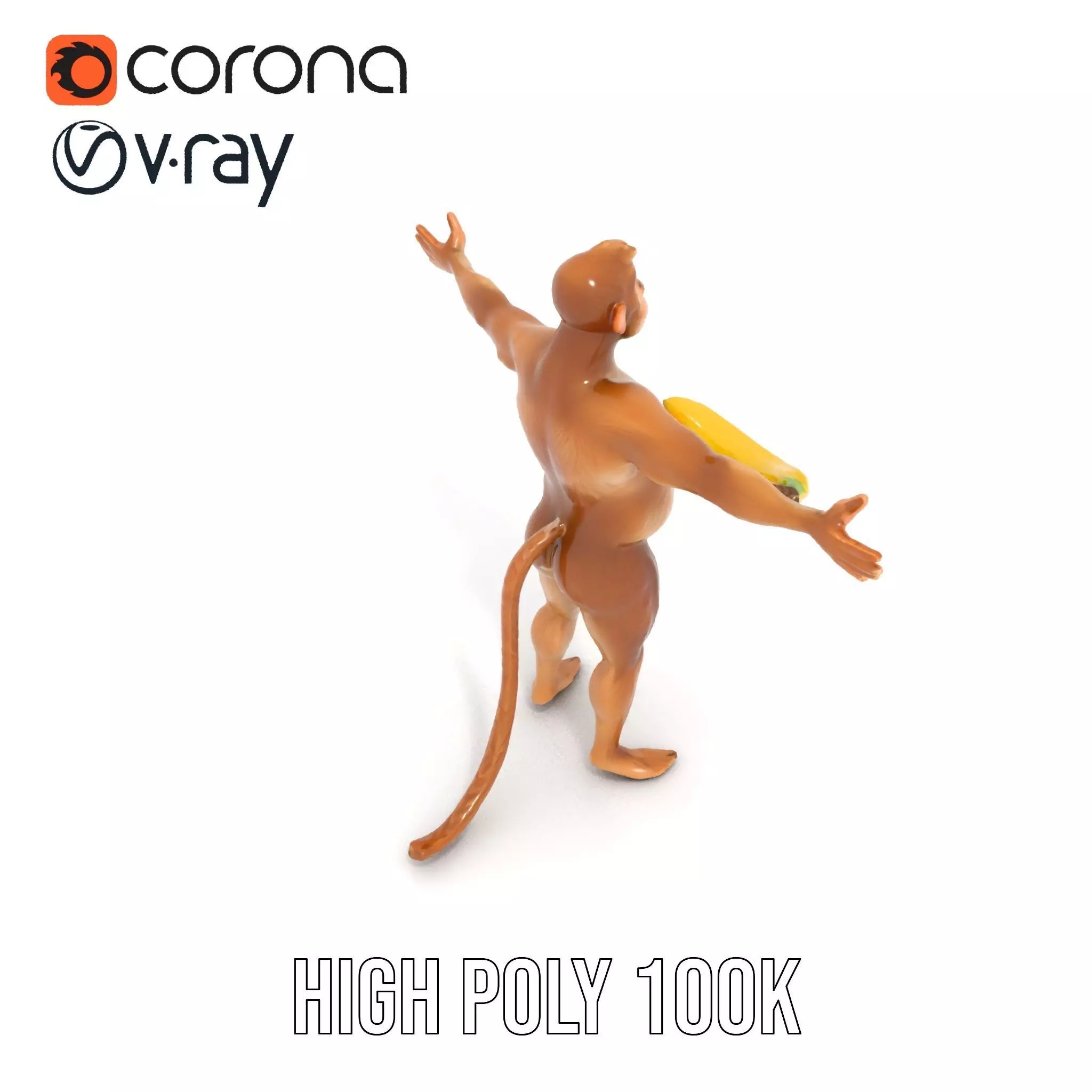 Cheerful Monkey Character model pack Low-poly 3D model_19