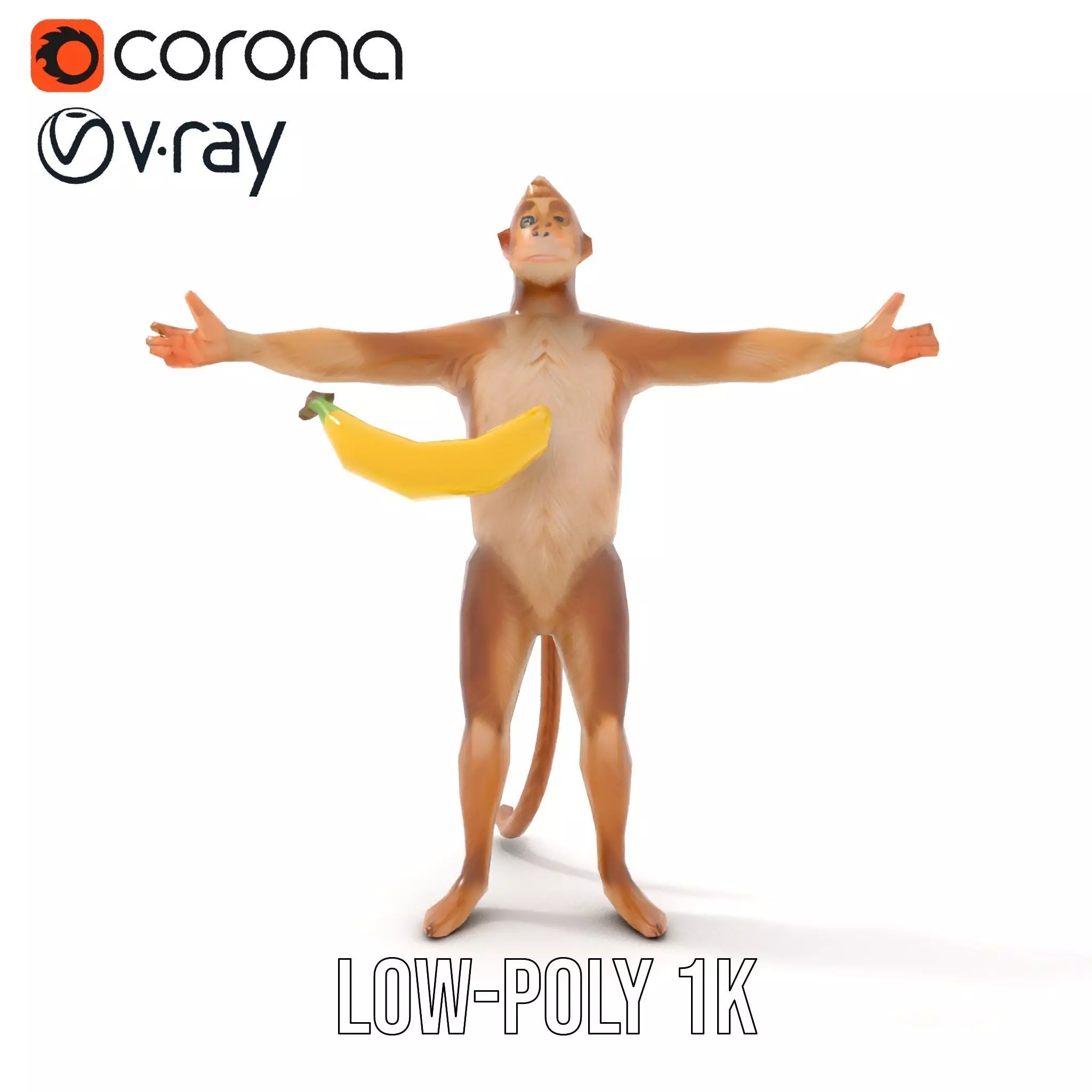 Cheerful Monkey Character model pack Low-poly 3D model_13