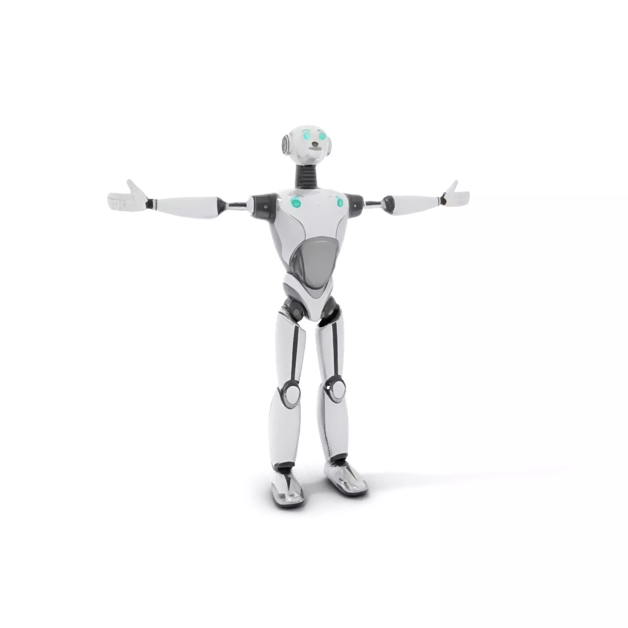 Humanoid Silver Robot model pack Low-poly 3D model_20