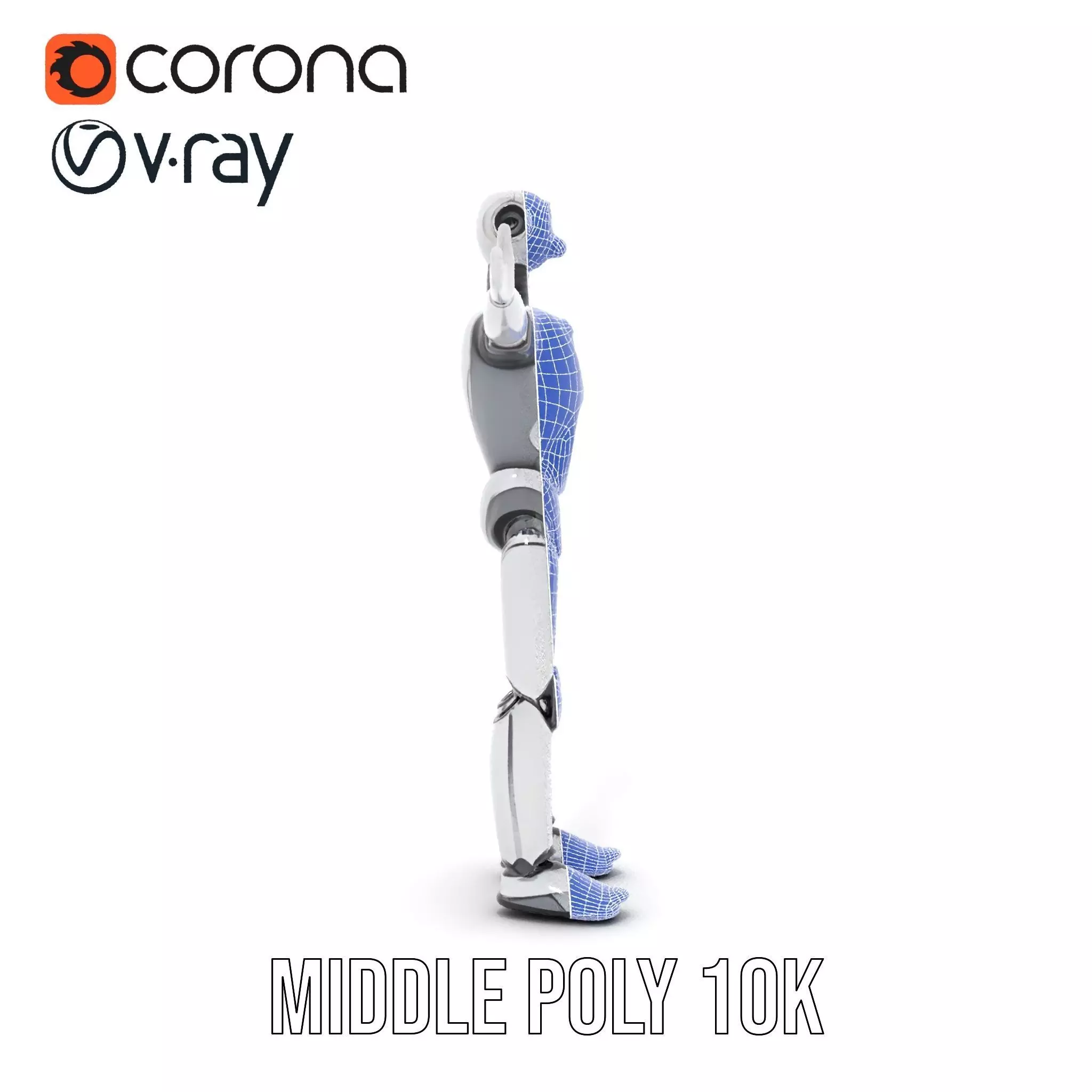 Humanoid Silver Robot model pack Low-poly 3D model_26