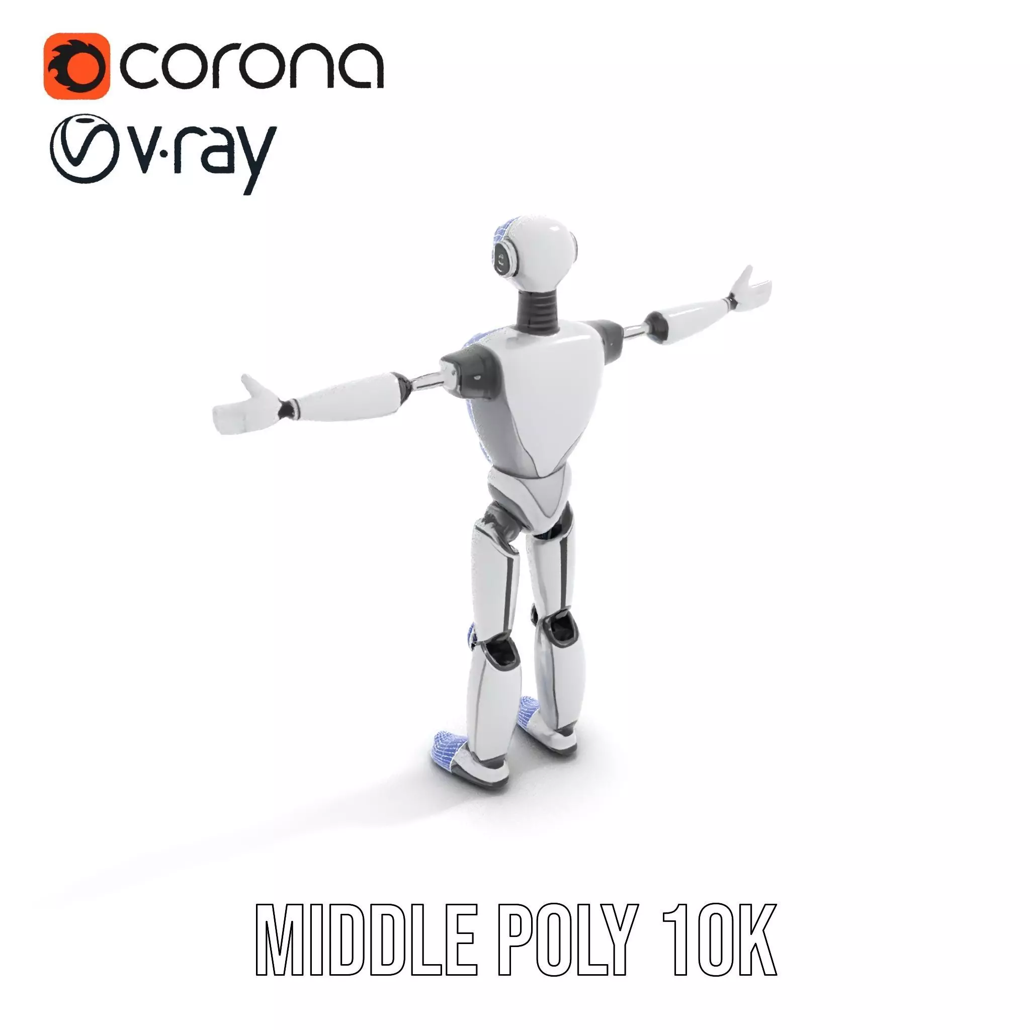 Humanoid Silver Robot model pack Low-poly 3D model_7