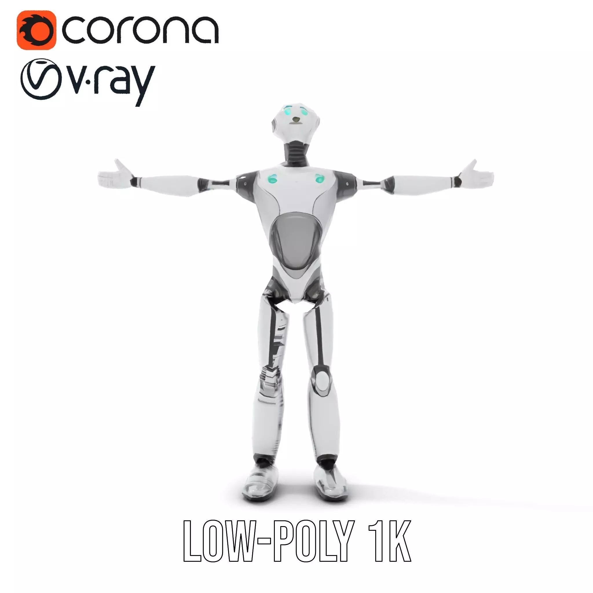 Humanoid Silver Robot model pack Low-poly 3D model_24