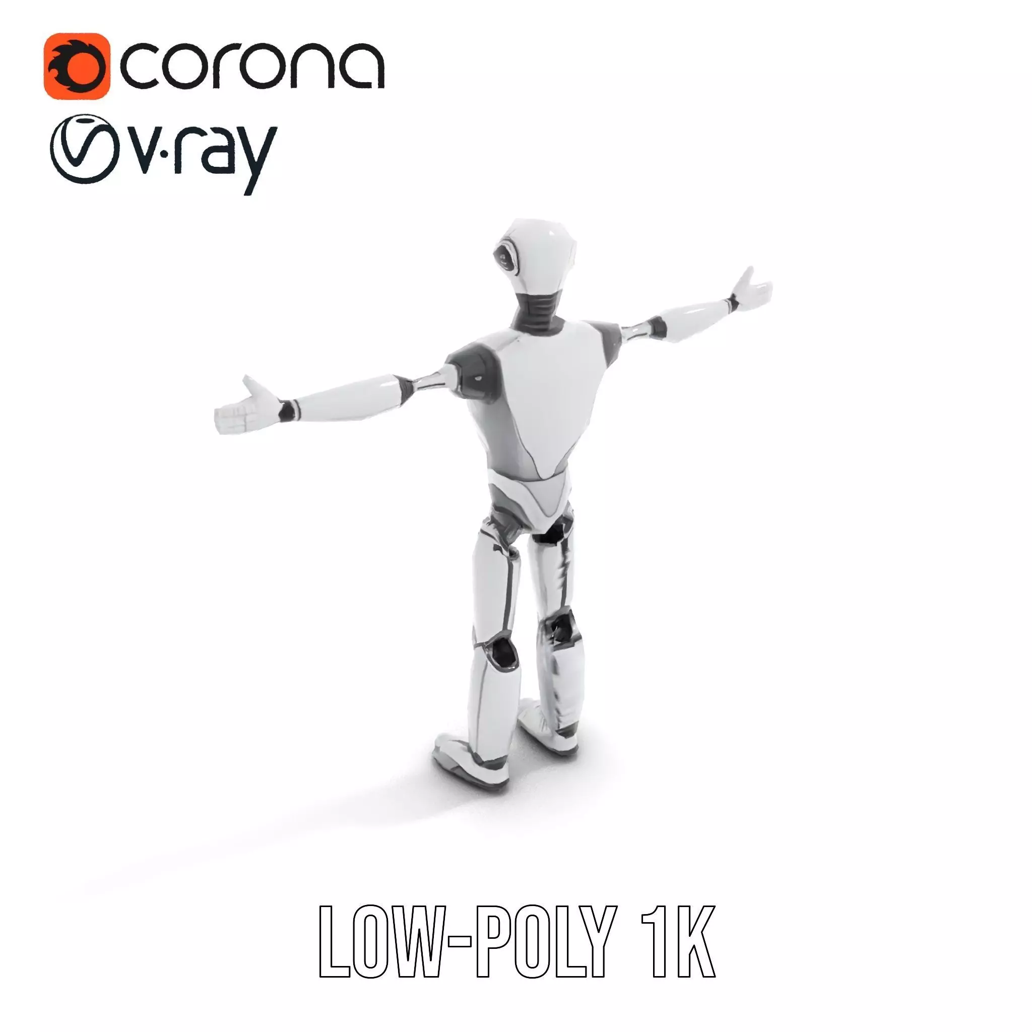 Humanoid Silver Robot model pack Low-poly 3D model_10