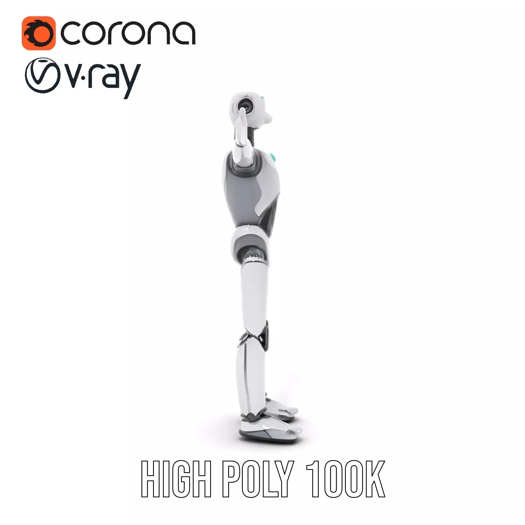 Humanoid Silver Robot model pack Low-poly 3D model_22