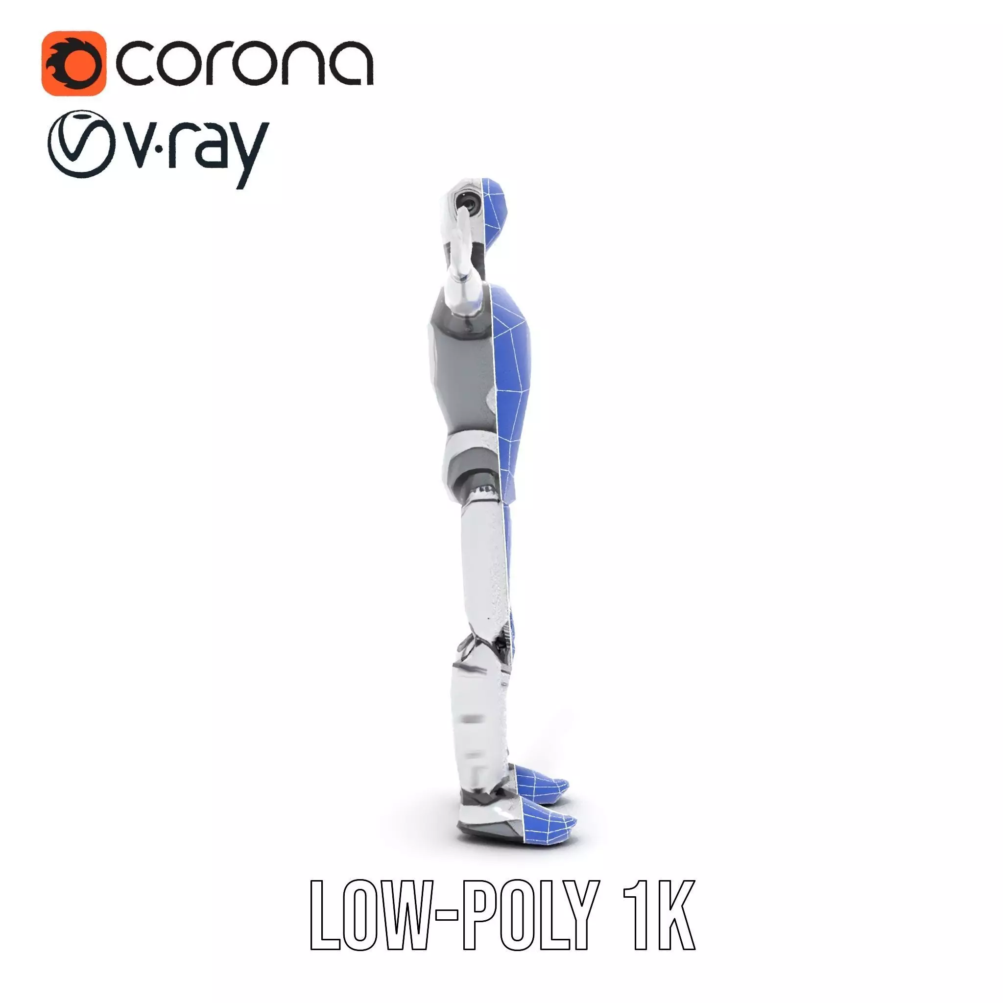 Humanoid Silver Robot model pack Low-poly 3D model_15