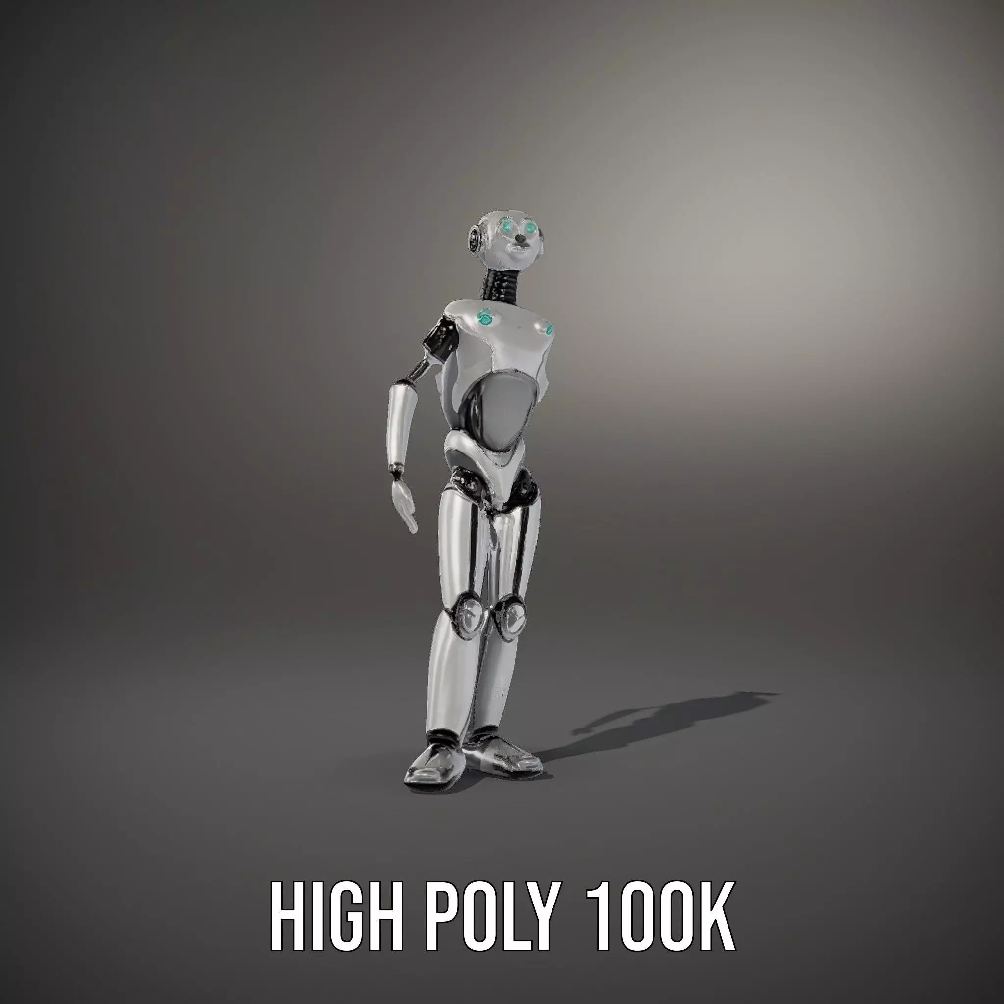 Humanoid Silver Robot model pack Low-poly 3D model_9