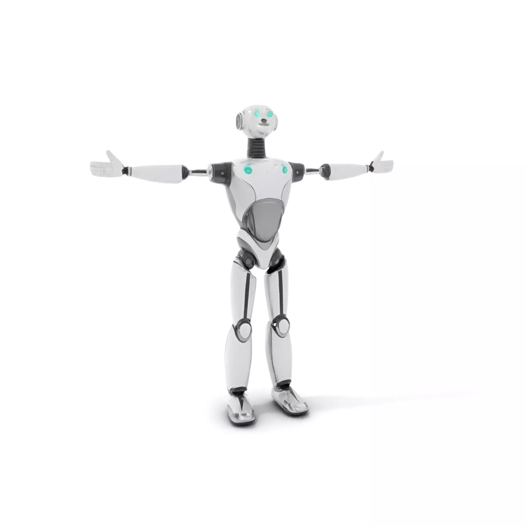 Humanoid Silver Robot model pack Low-poly 3D model_0