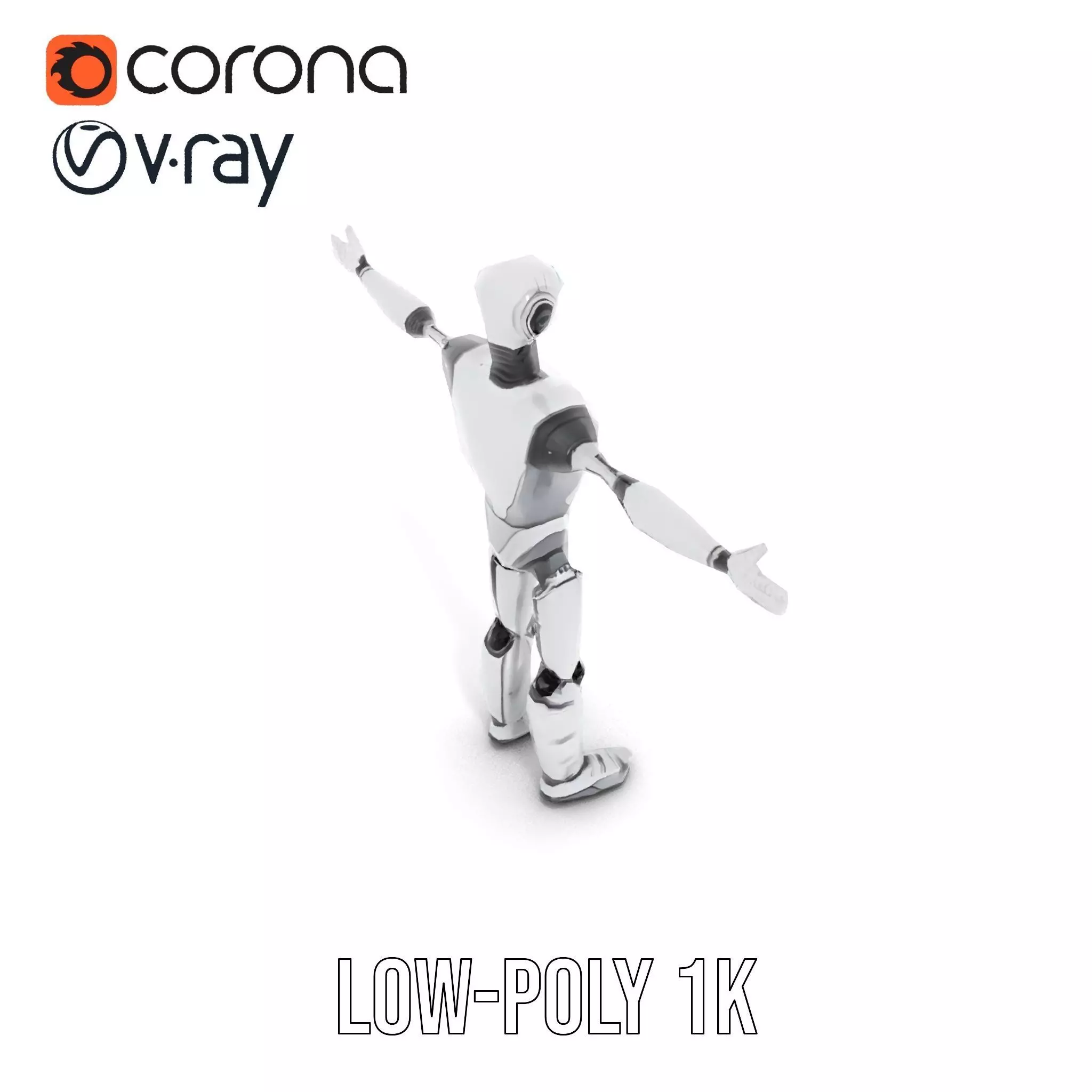 Humanoid Silver Robot model pack Low-poly 3D model_21