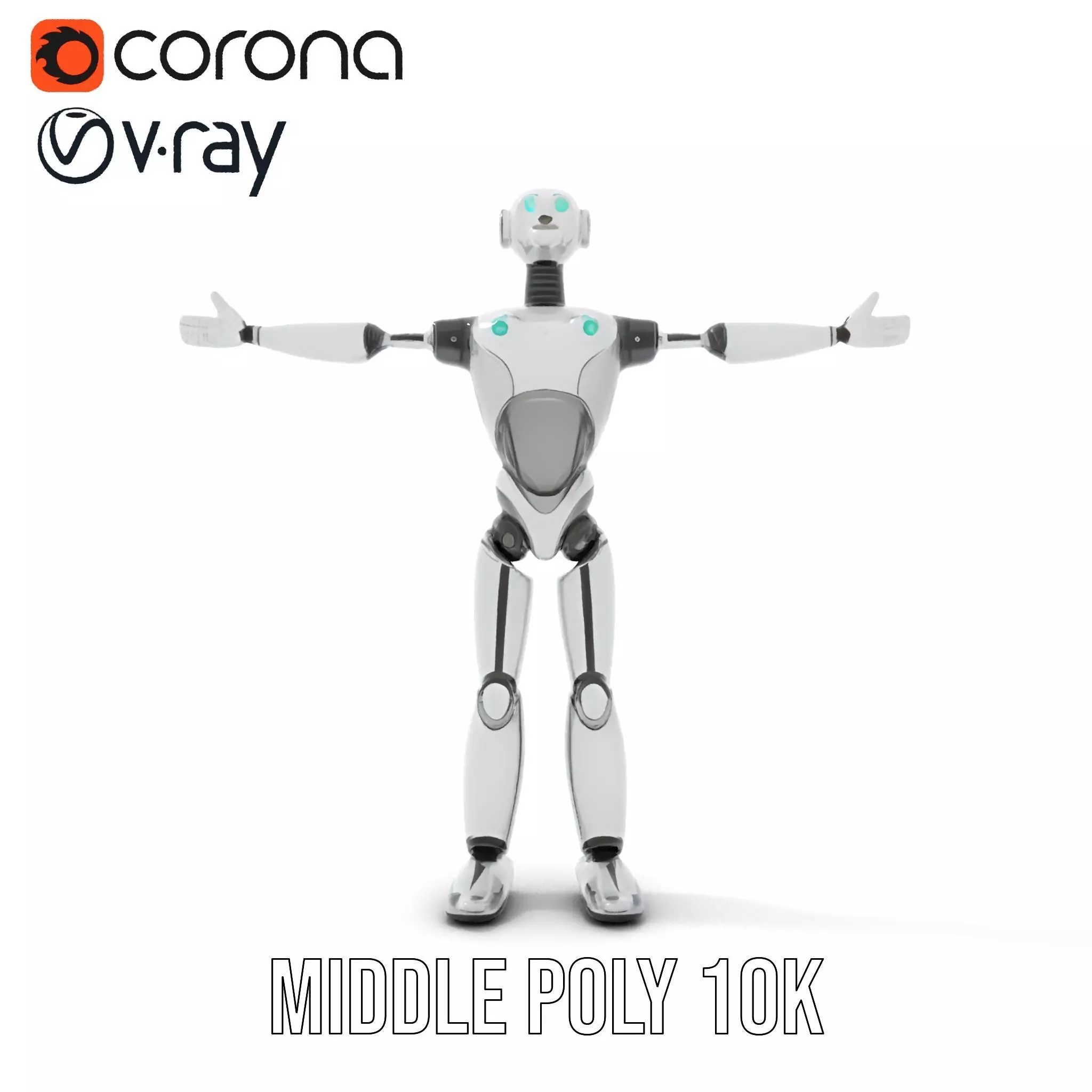 Humanoid Silver Robot model pack Low-poly 3D model_14