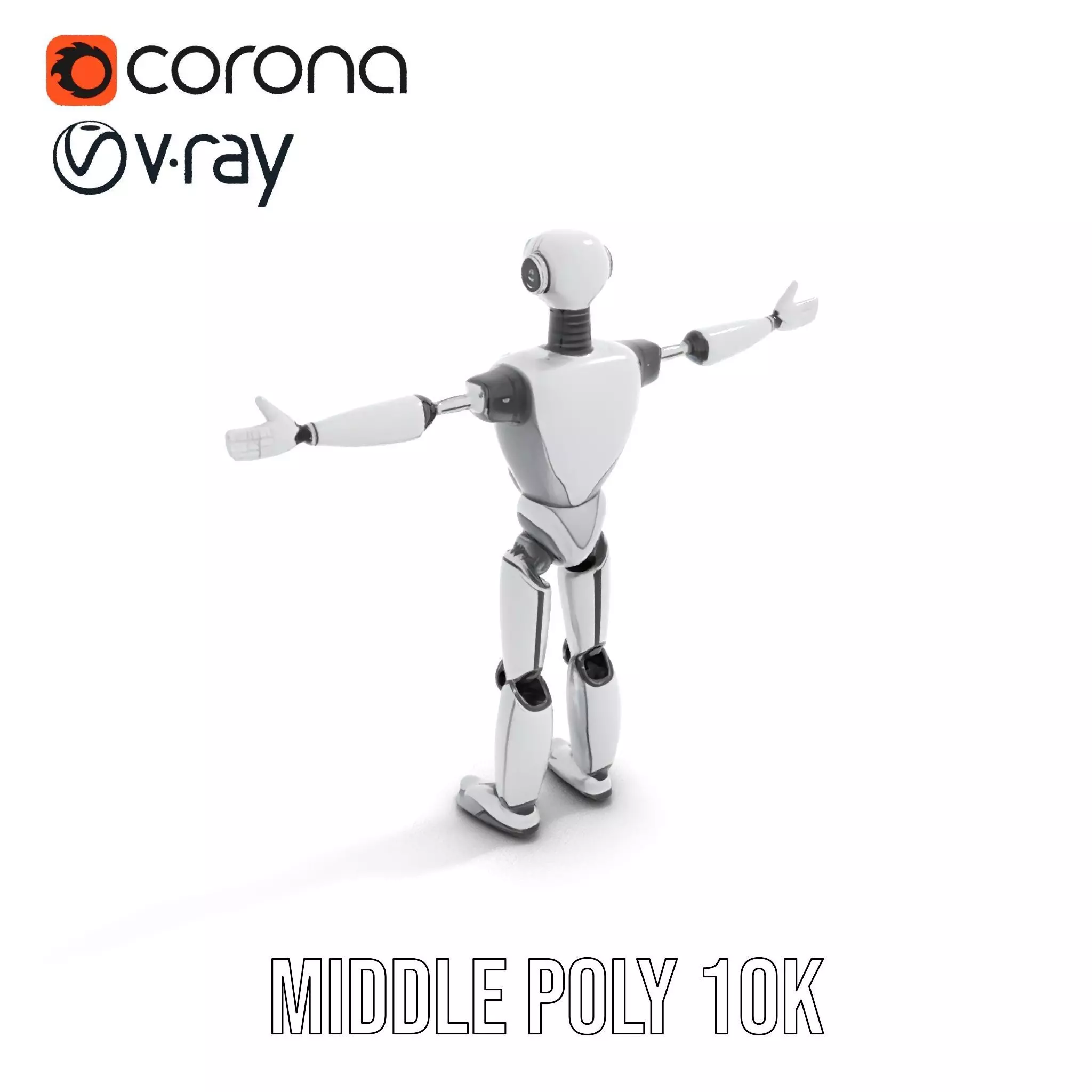 Humanoid Silver Robot model pack Low-poly 3D model_12