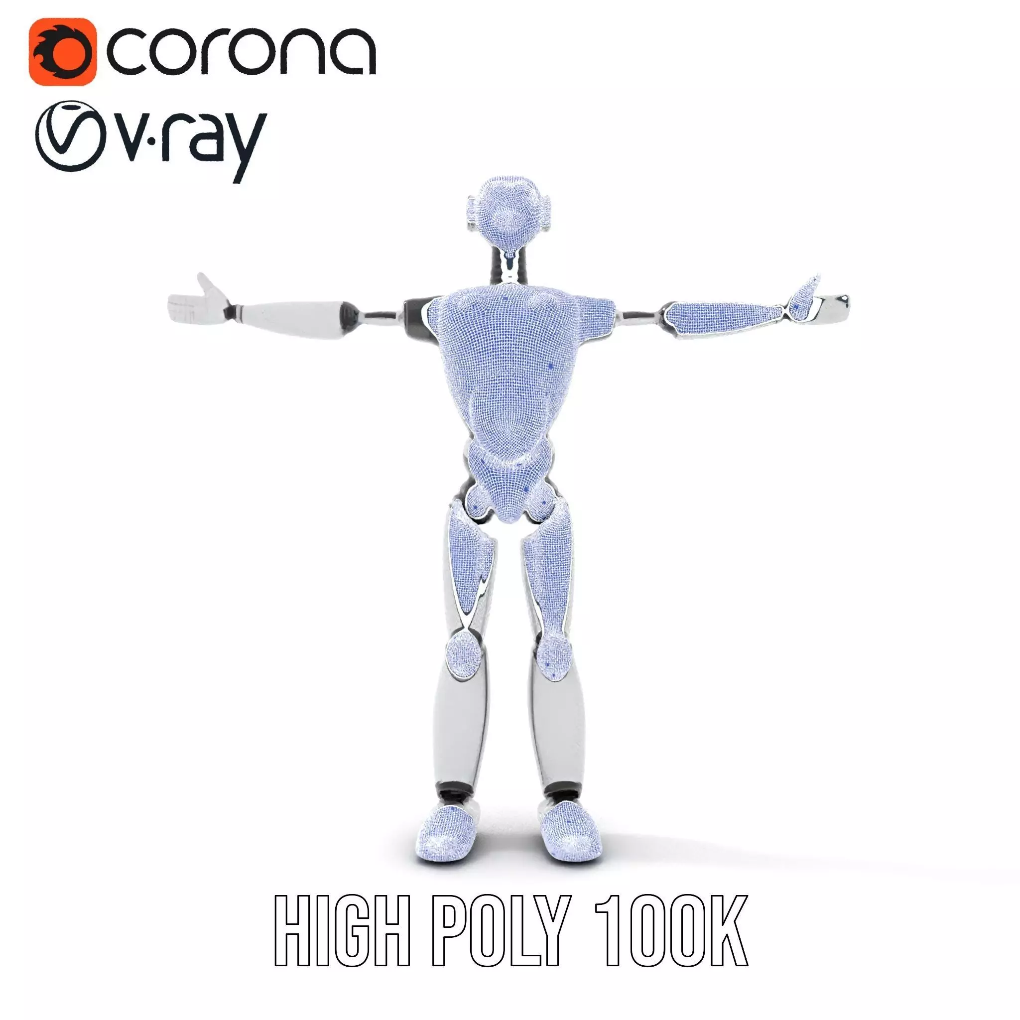 Humanoid Silver Robot model pack Low-poly 3D model_34