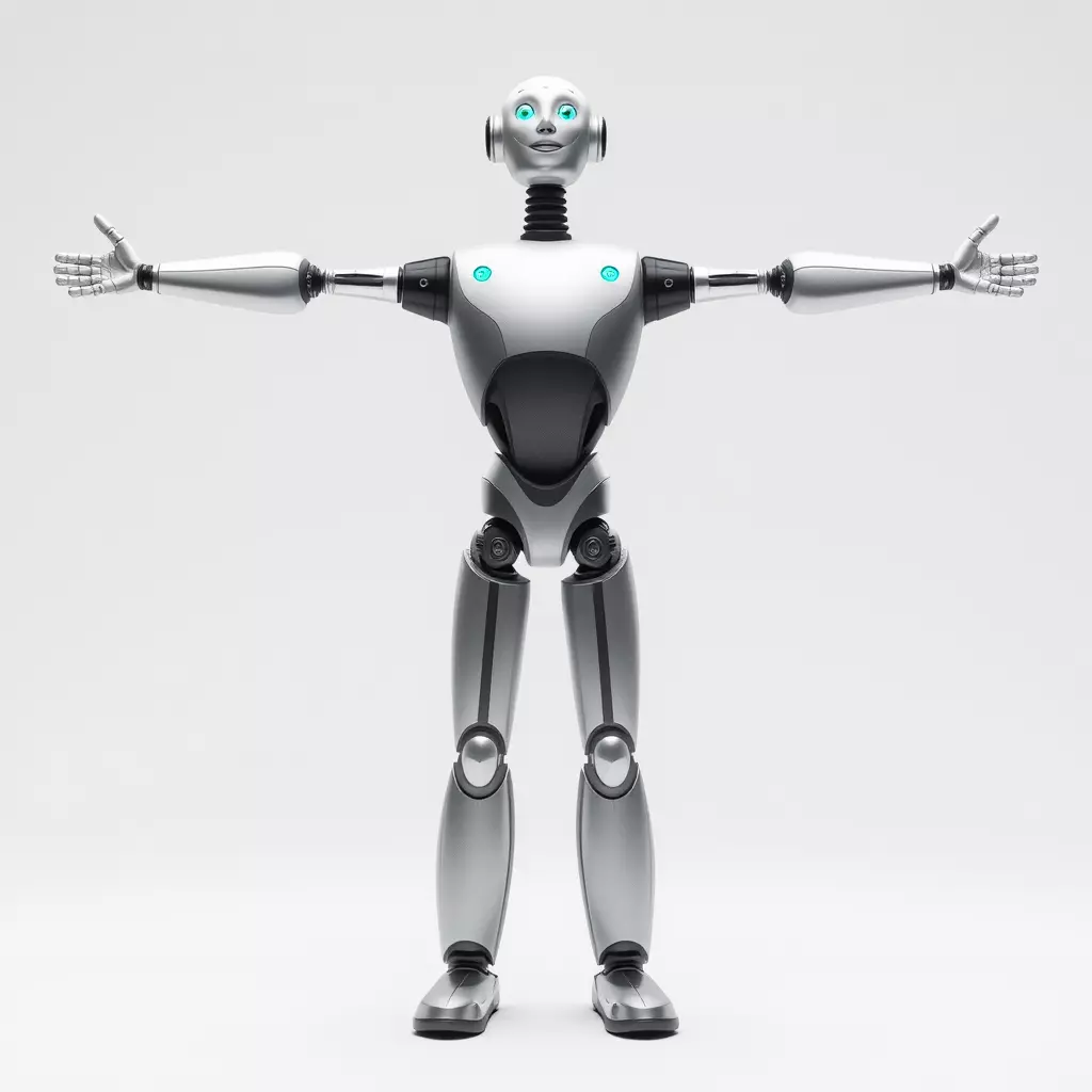 Humanoid Silver Robot model pack Low-poly 3D model_3