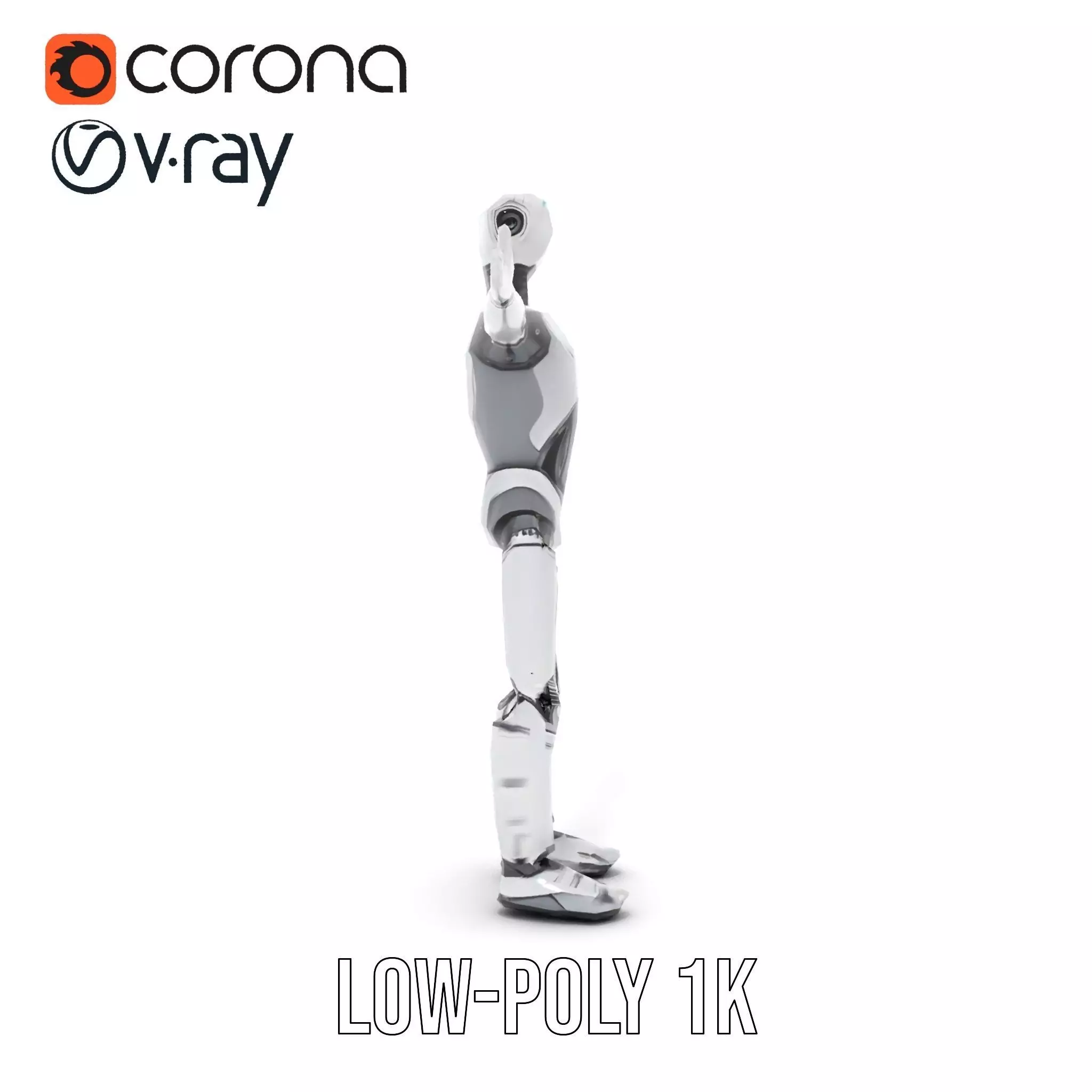 Humanoid Silver Robot model pack Low-poly 3D model_13