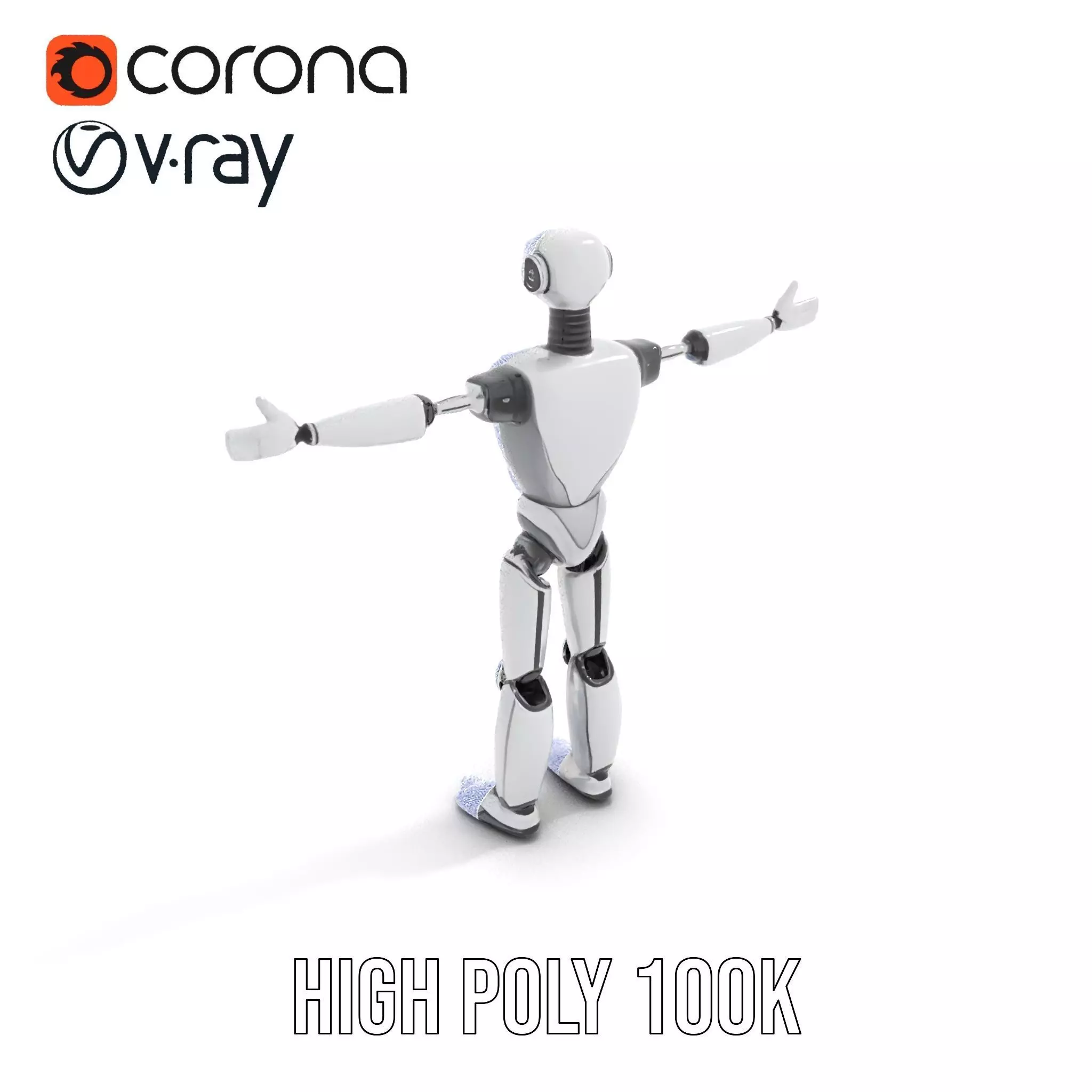 Humanoid Silver Robot model pack Low-poly 3D model_16