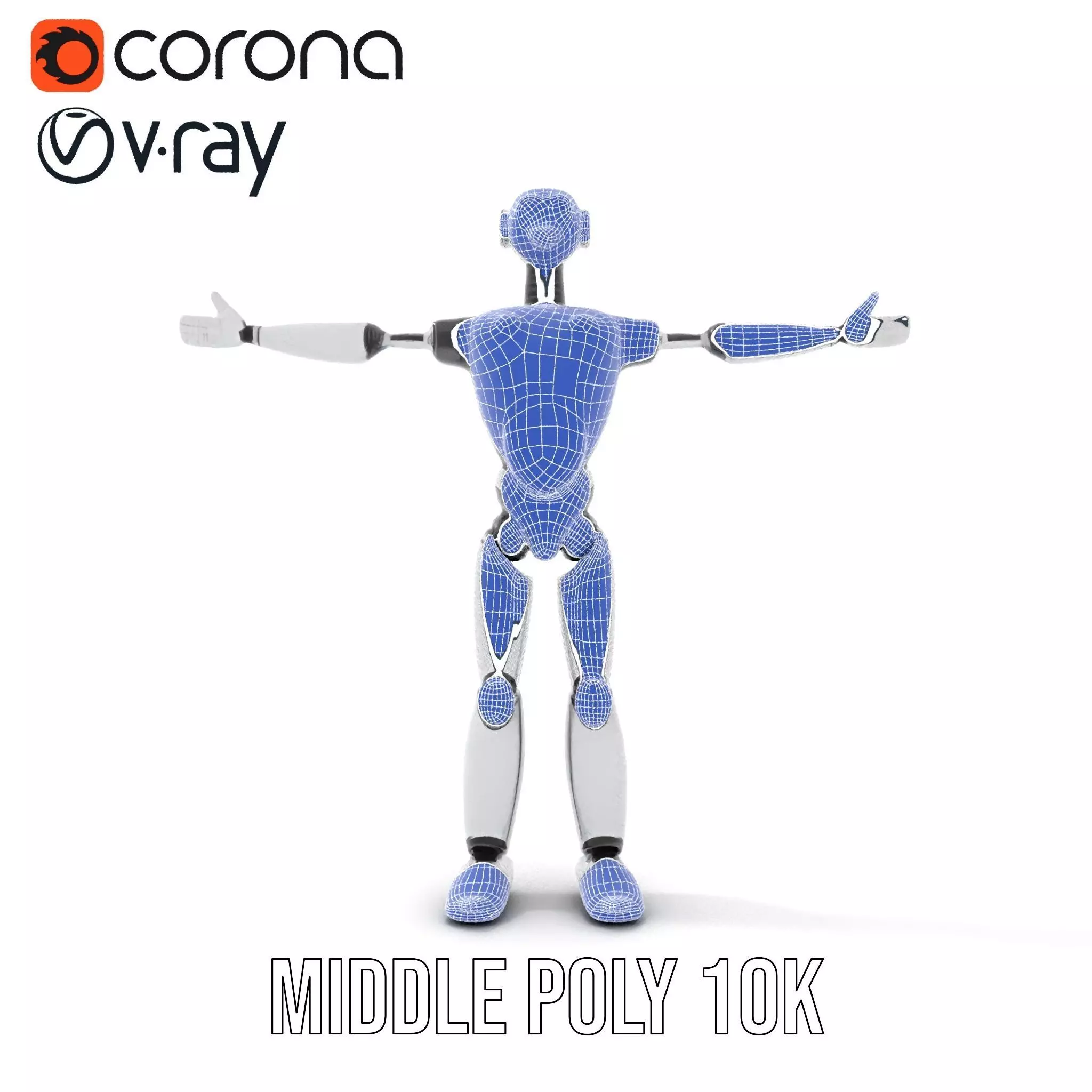 Humanoid Silver Robot model pack Low-poly 3D model_28