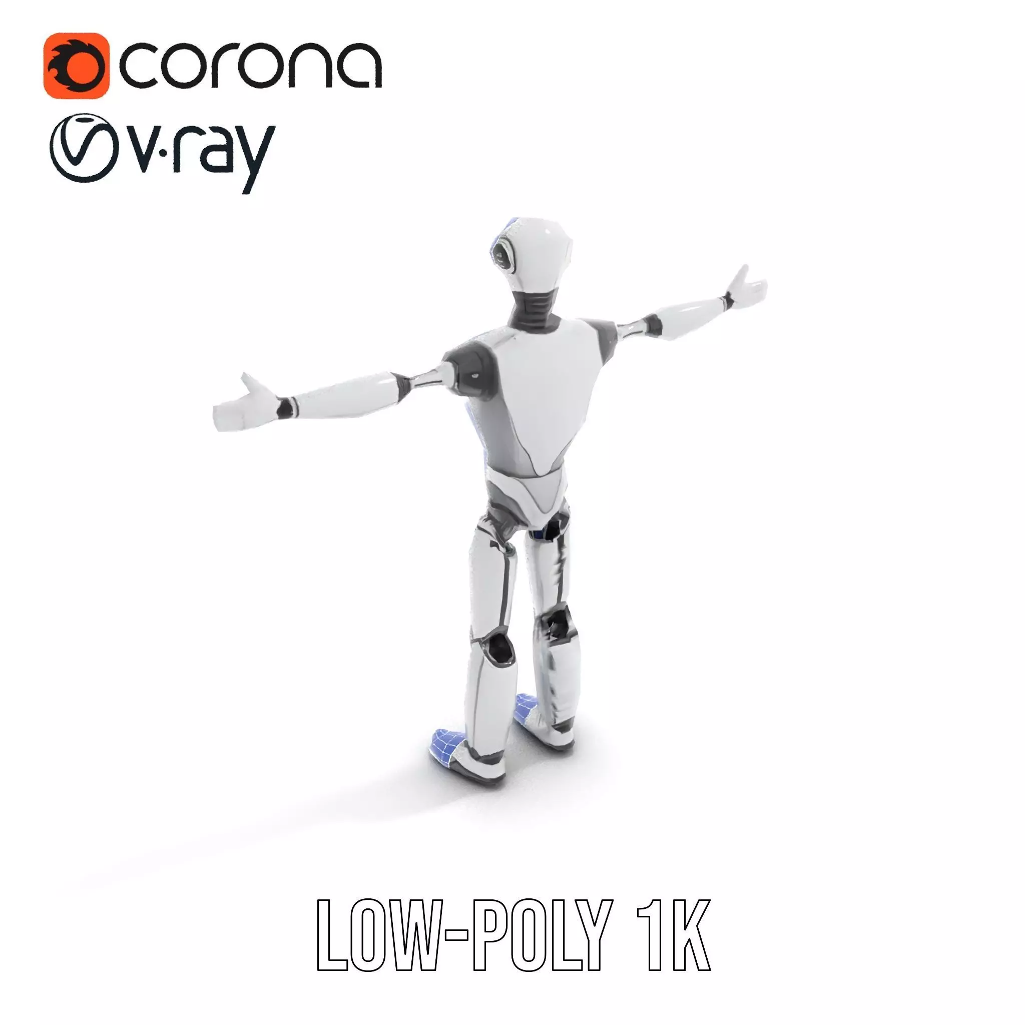 Humanoid Silver Robot model pack Low-poly 3D model_32