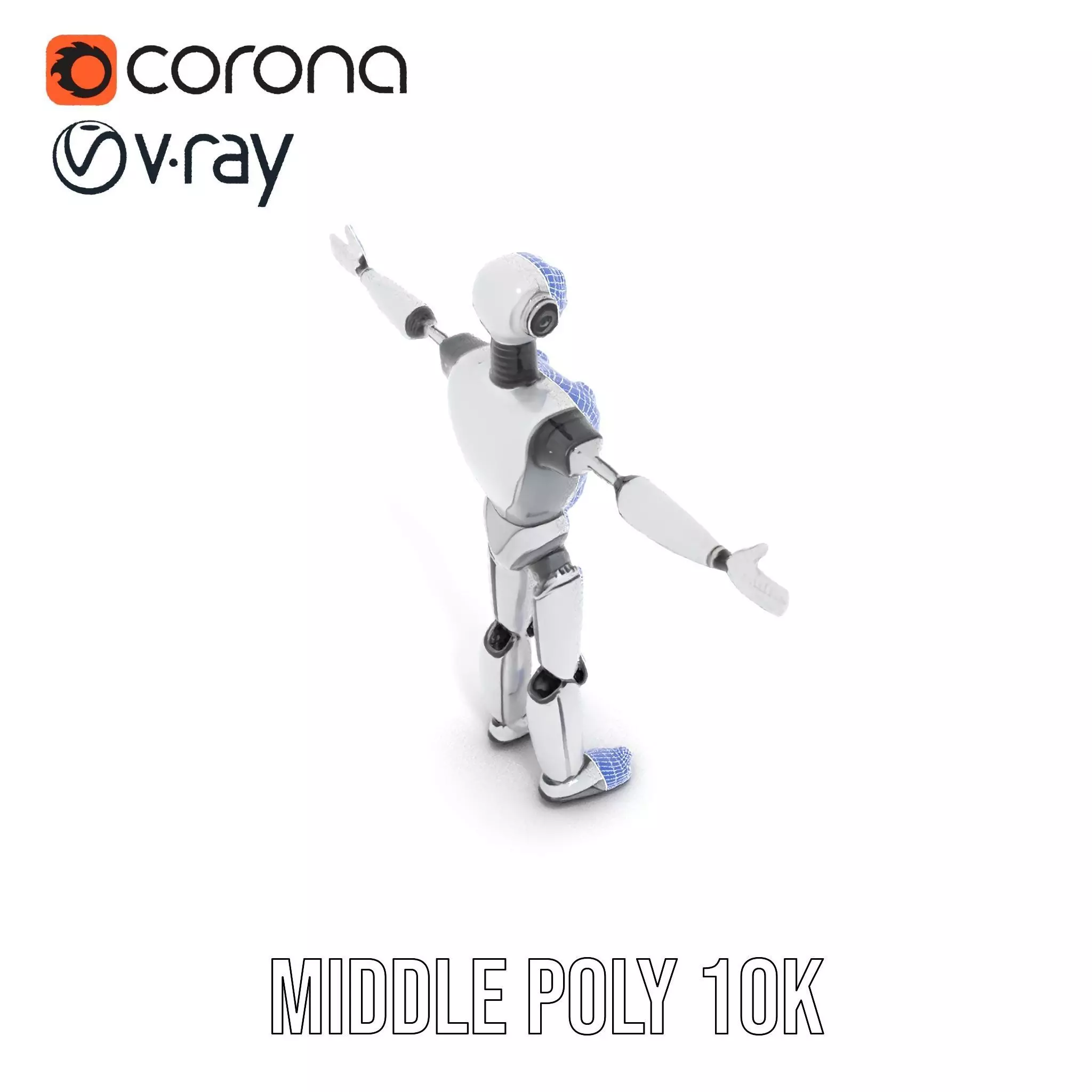 Humanoid Silver Robot model pack Low-poly 3D model_31