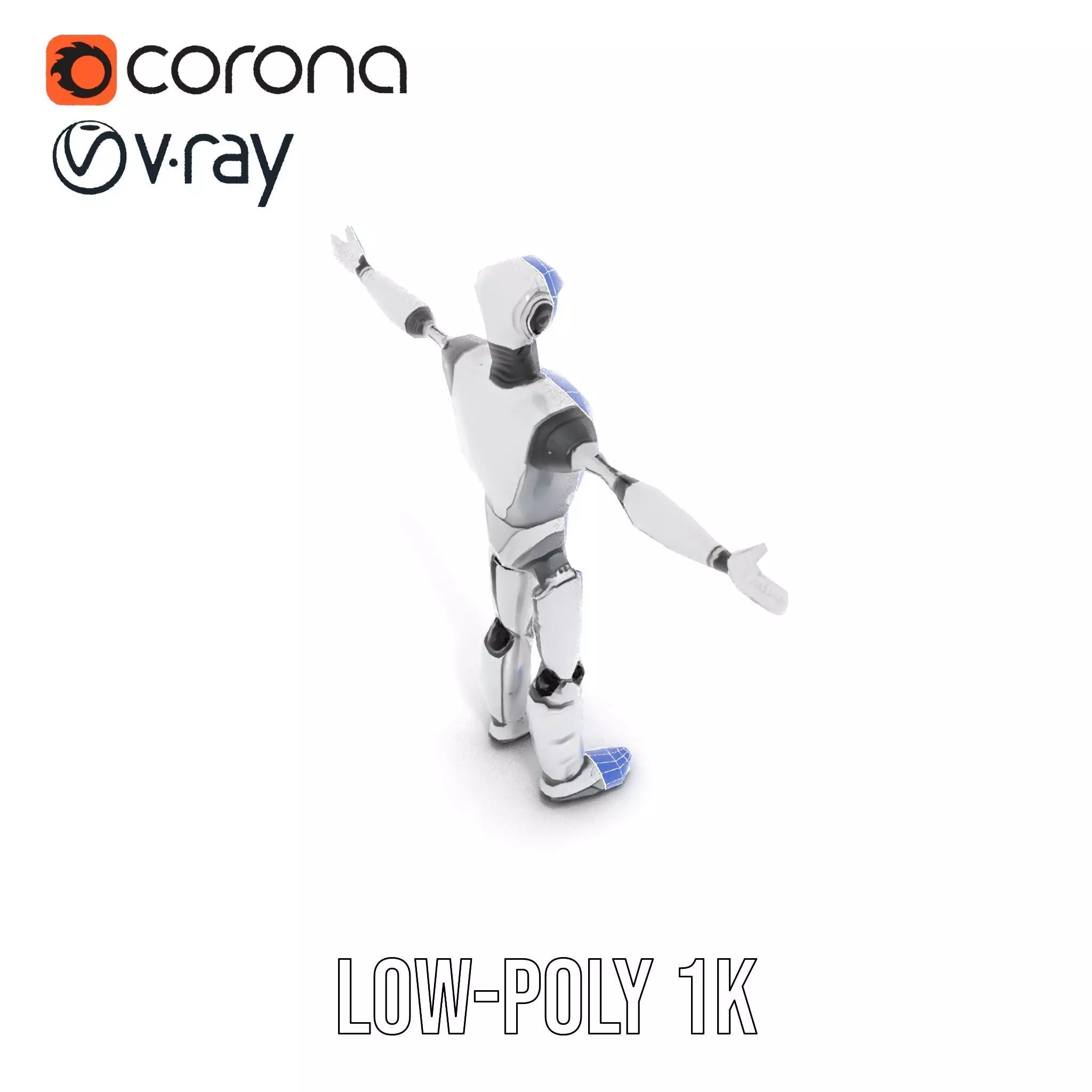 Humanoid Silver Robot model pack Low-poly 3D model_29