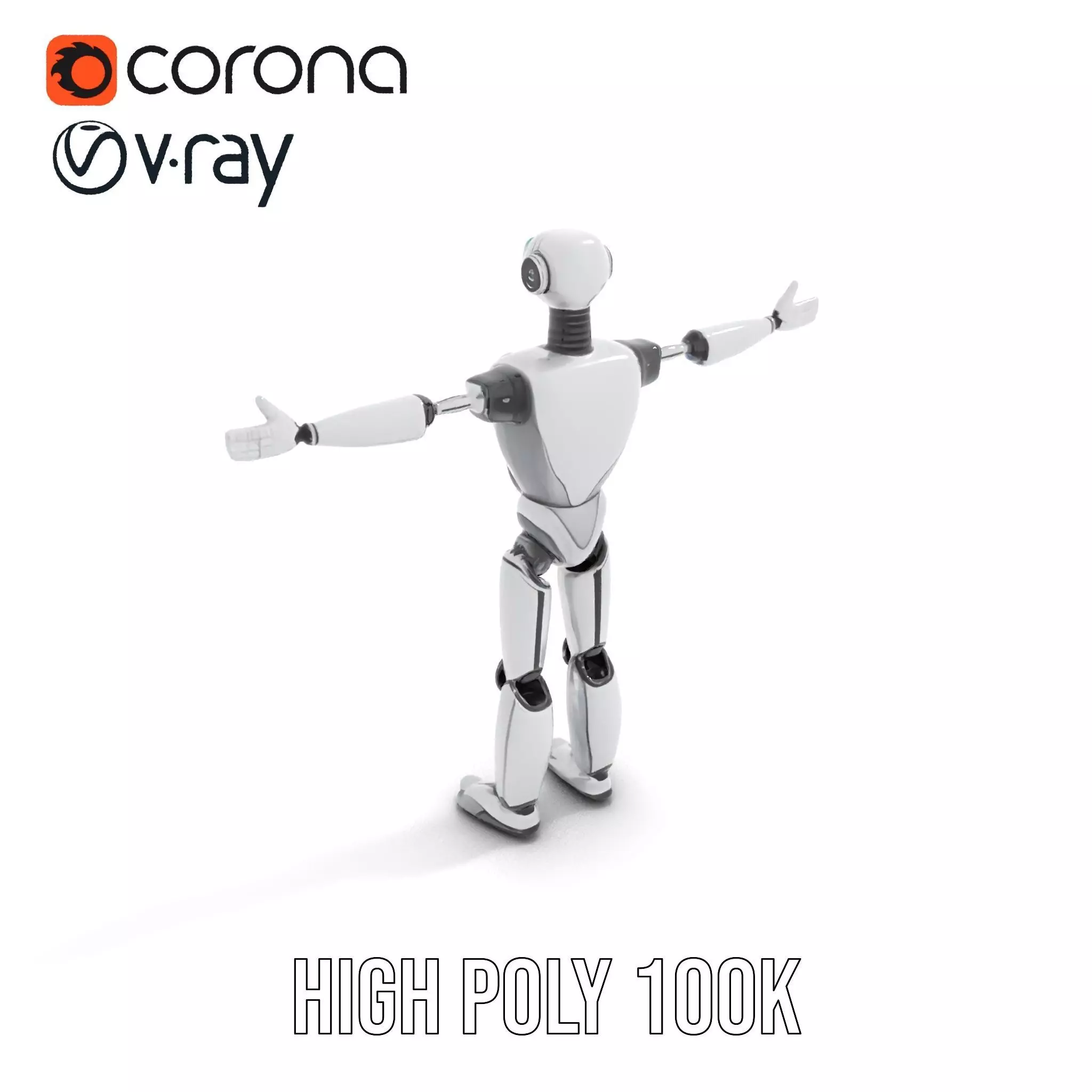 Humanoid Silver Robot model pack Low-poly 3D model_19
