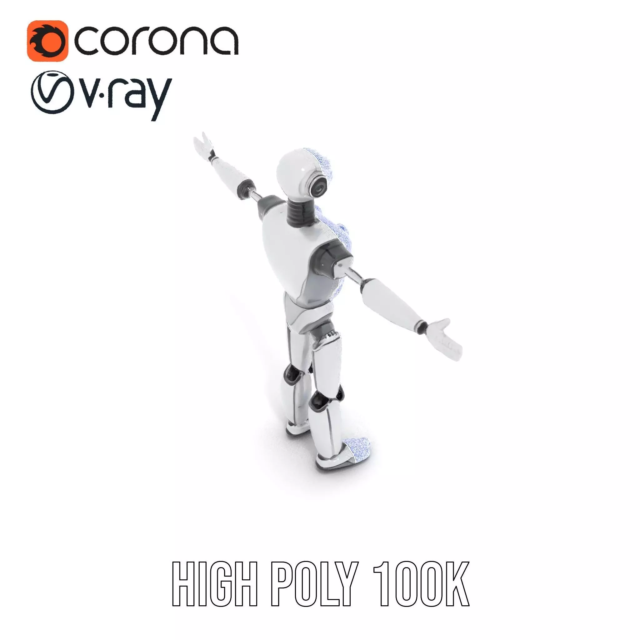 Humanoid Silver Robot model pack Low-poly 3D model_33