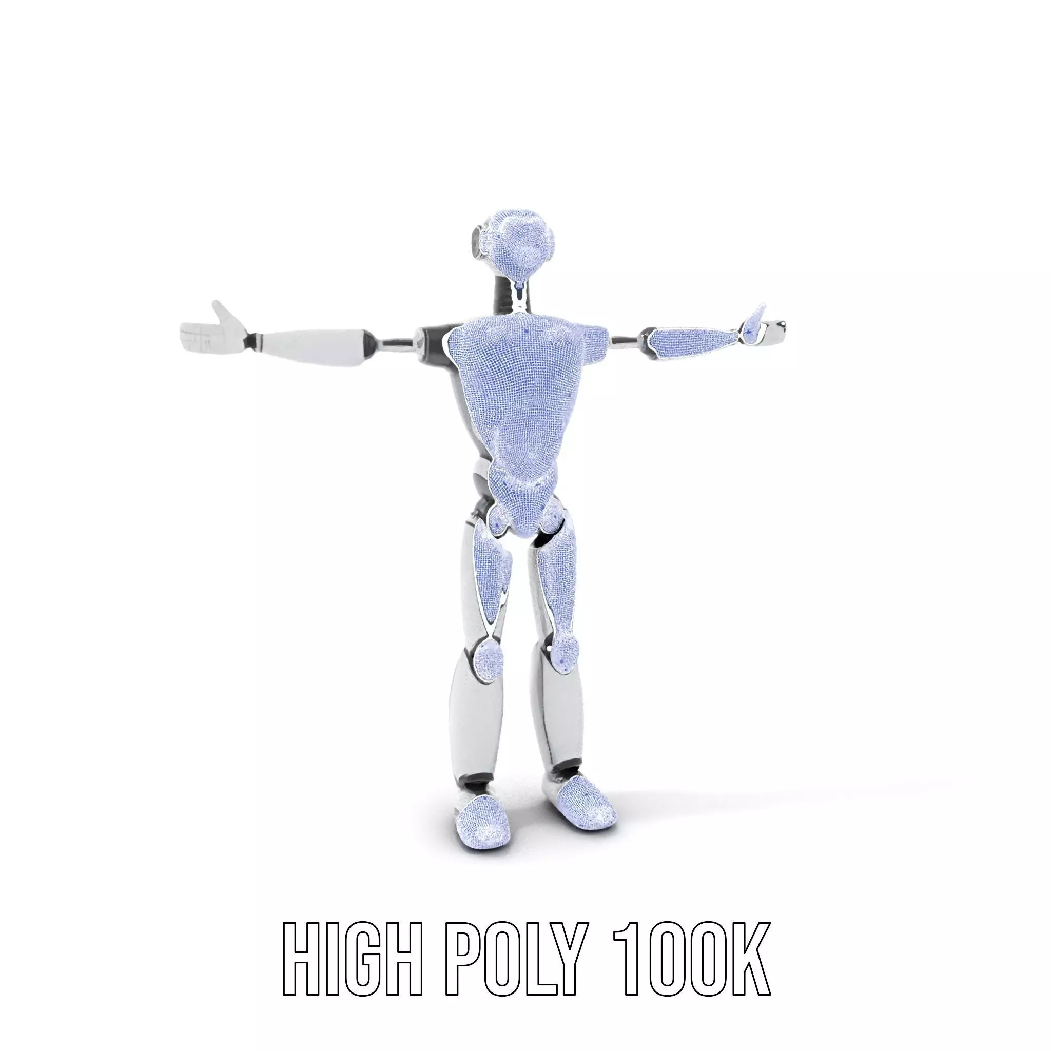 Humanoid Silver Robot model pack Low-poly 3D model_5