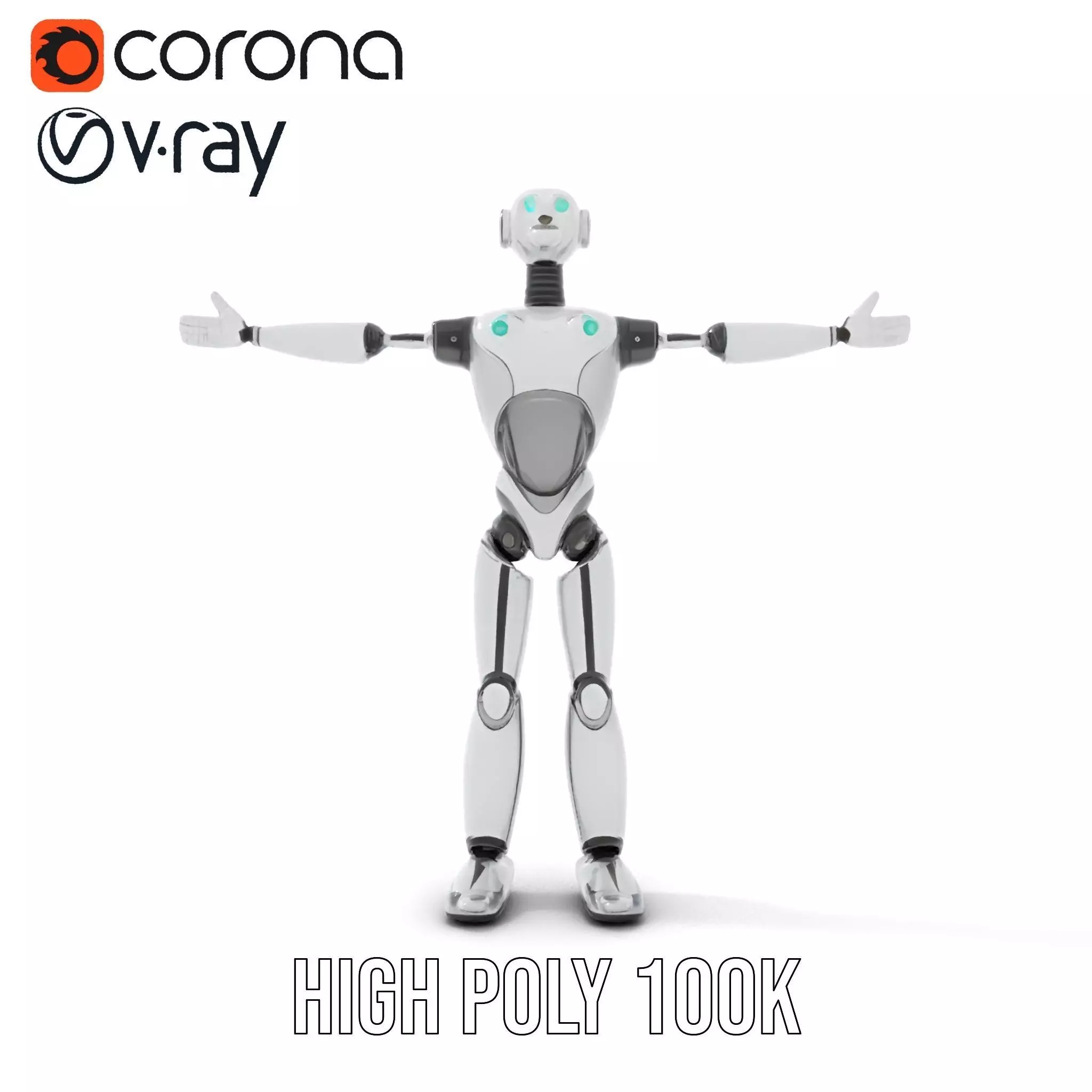 Humanoid Silver Robot model pack Low-poly 3D model_25