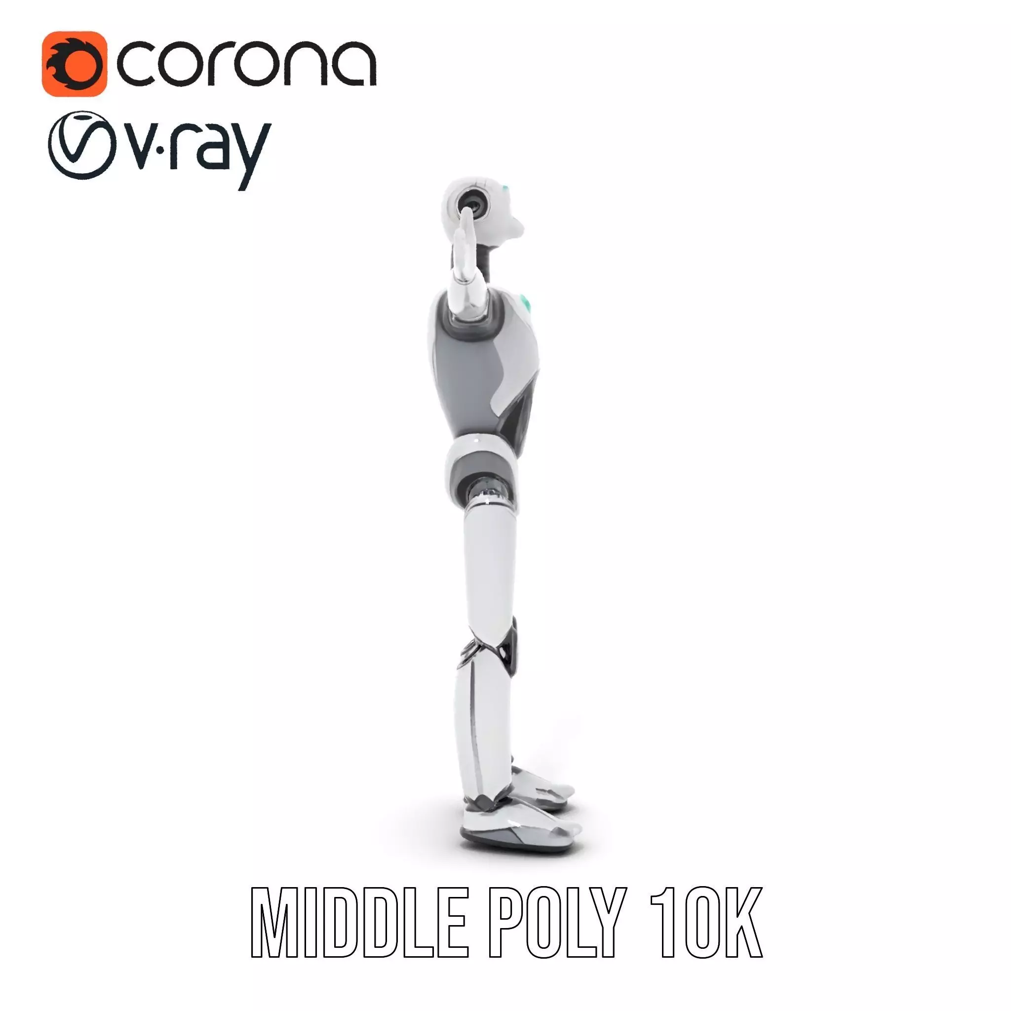 Humanoid Silver Robot model pack Low-poly 3D model_23