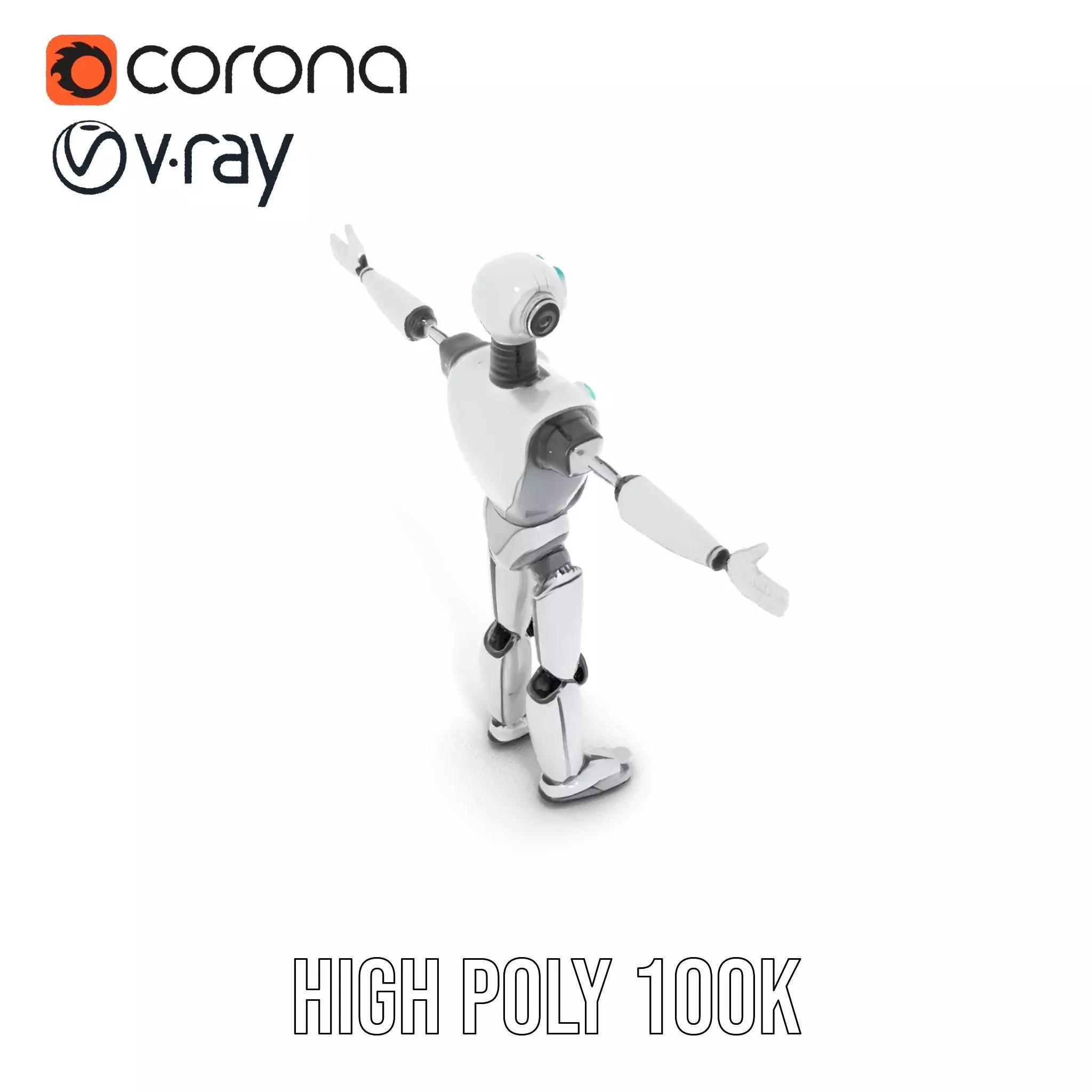 Humanoid Silver Robot model pack Low-poly 3D model_30