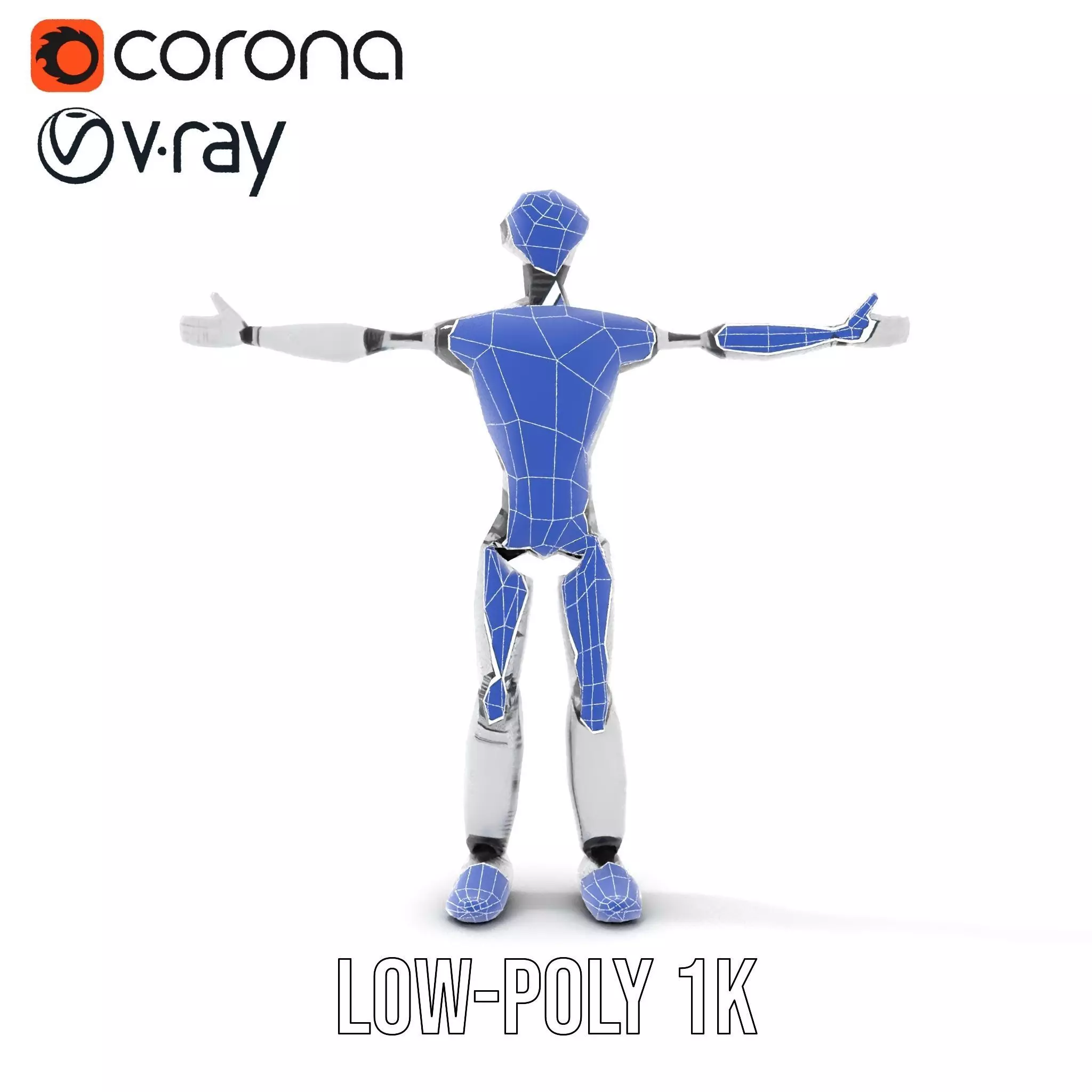 Humanoid Silver Robot model pack Low-poly 3D model_18