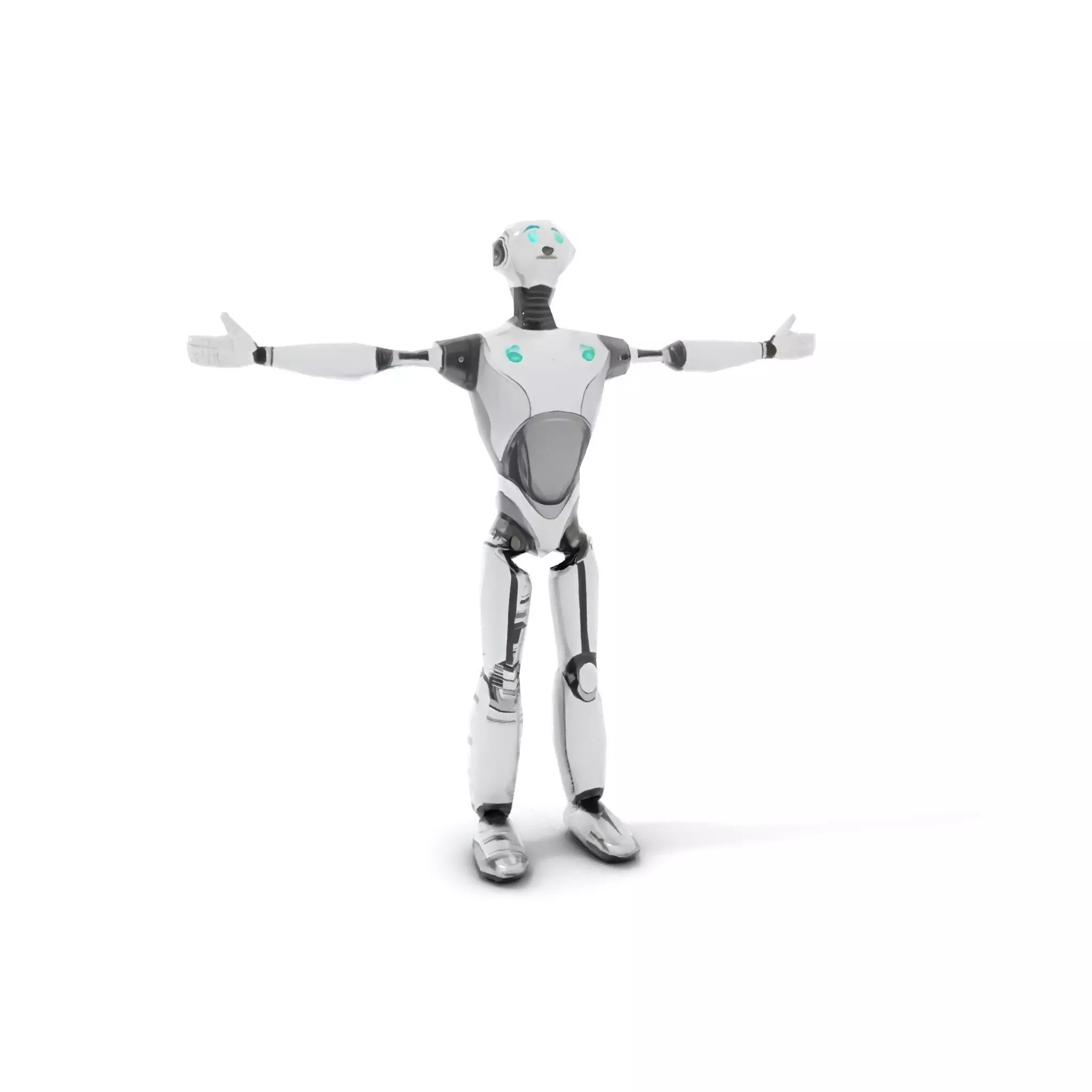 Humanoid Silver Robot model pack Low-poly 3D model_8