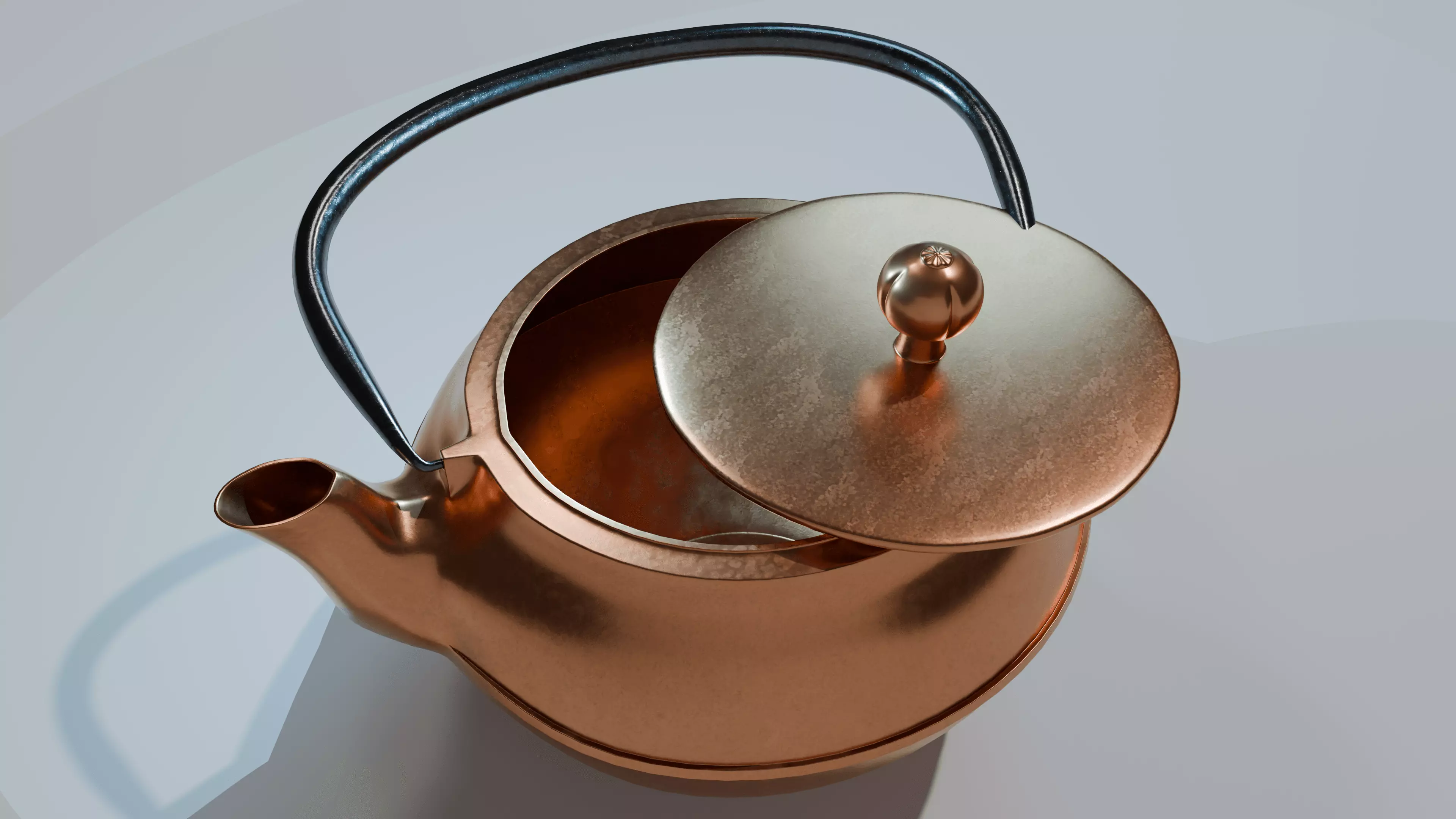 Copper teapot 3D model hardsuface Low-poly 3D model_8
