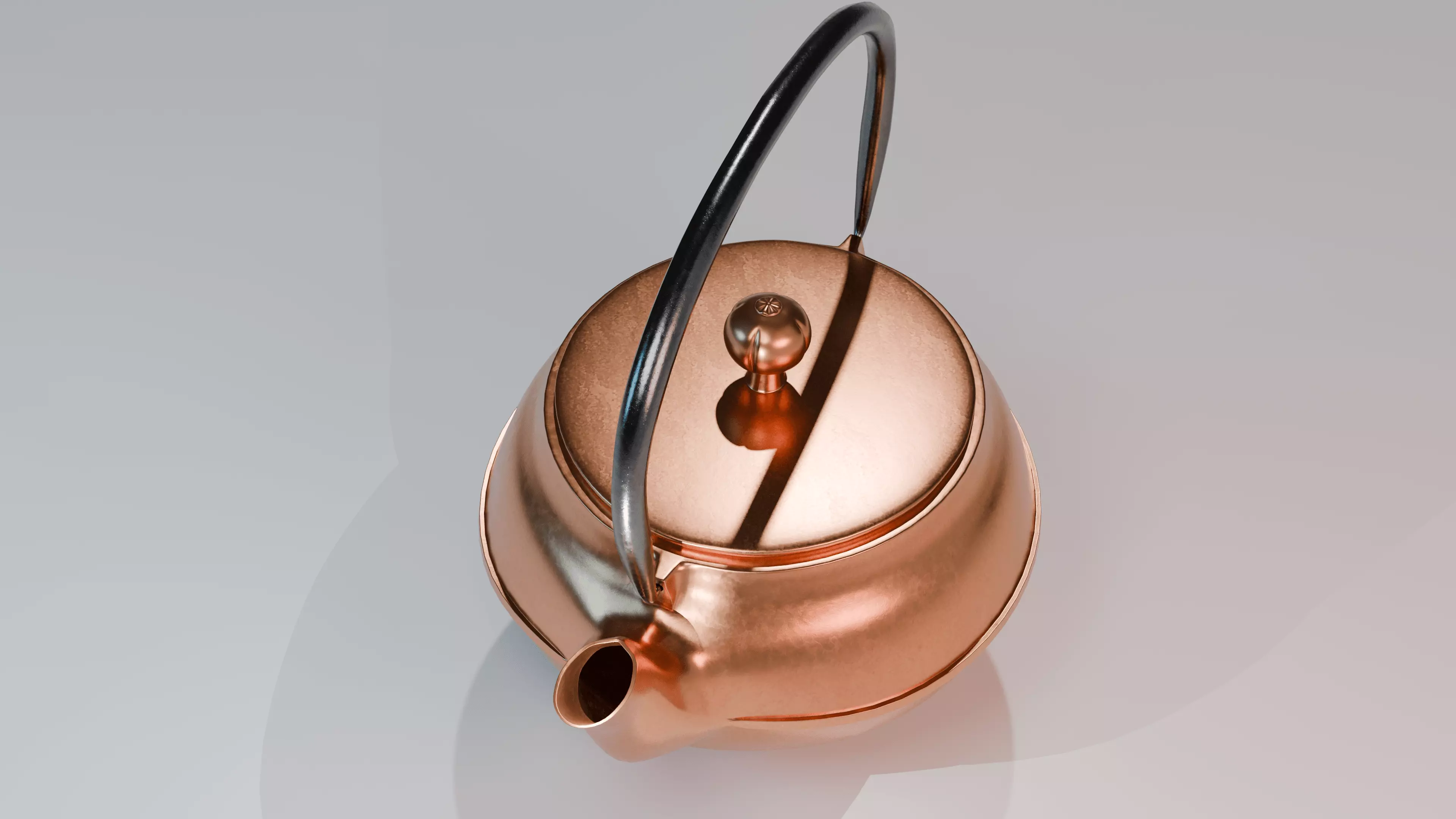 Copper teapot 3D model hardsuface Low-poly 3D model_0