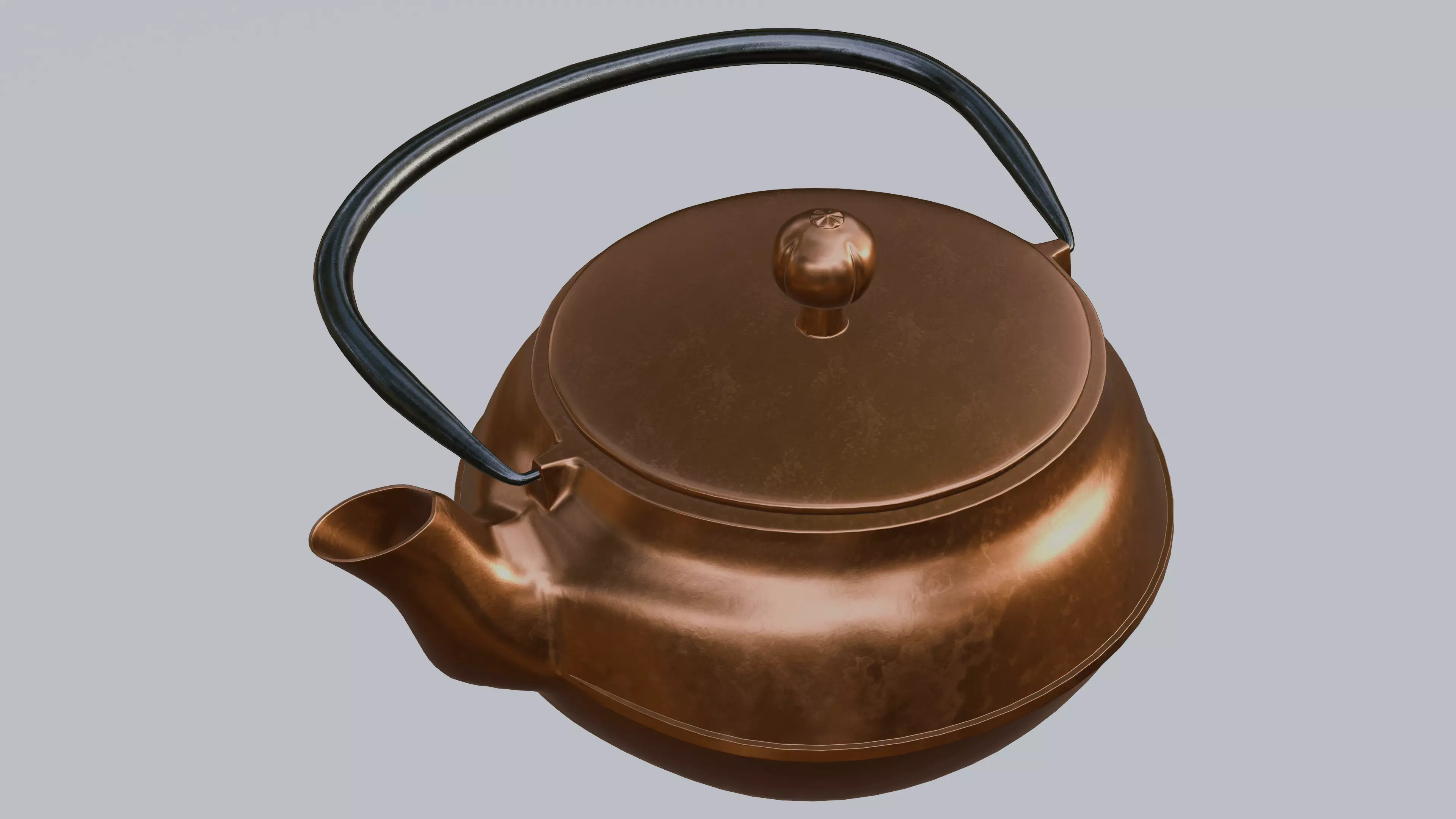 Copper teapot 3D model hardsuface Low-poly 3D model_1