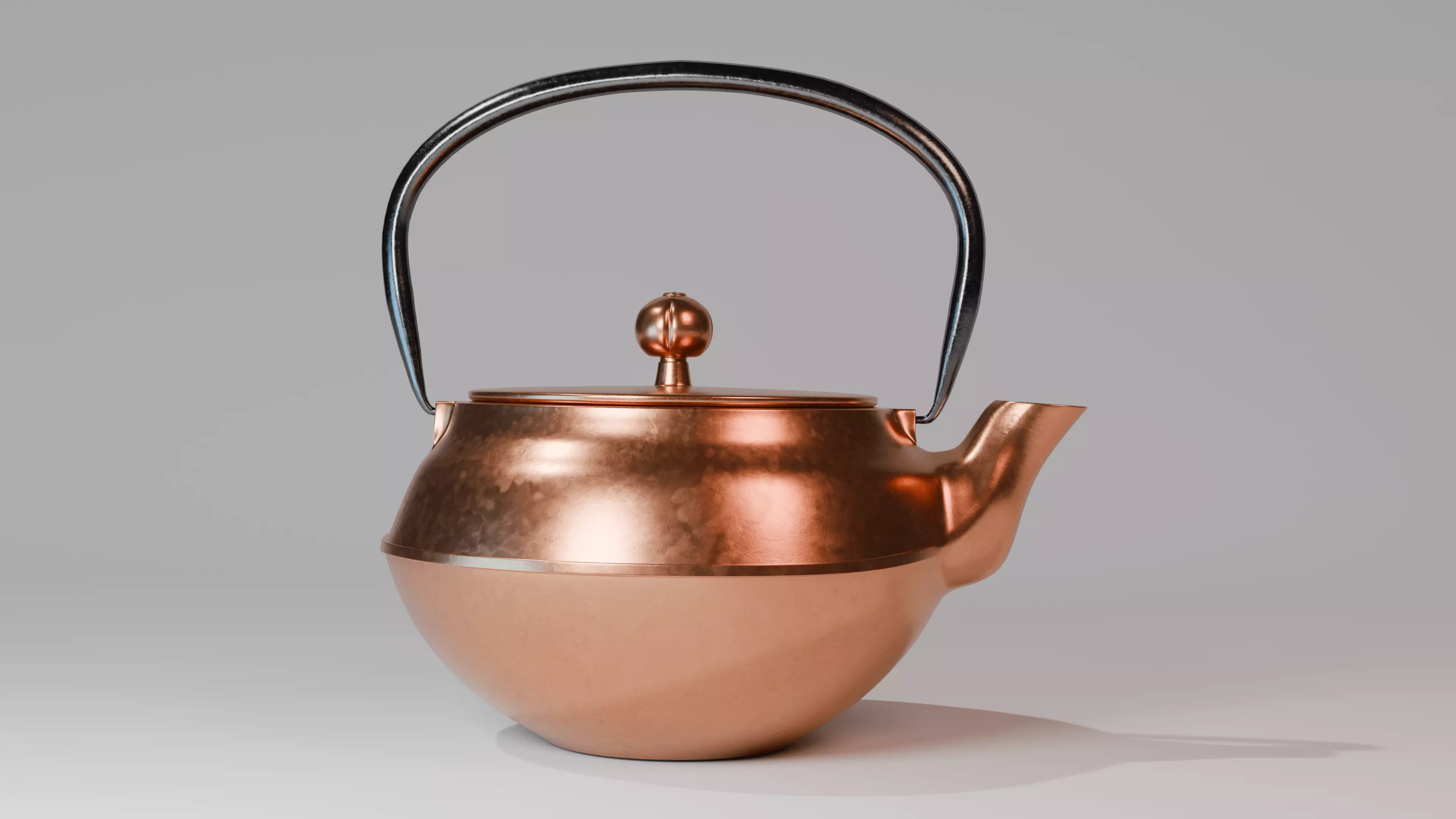 Copper teapot 3D model hardsuface Low-poly 3D model_9