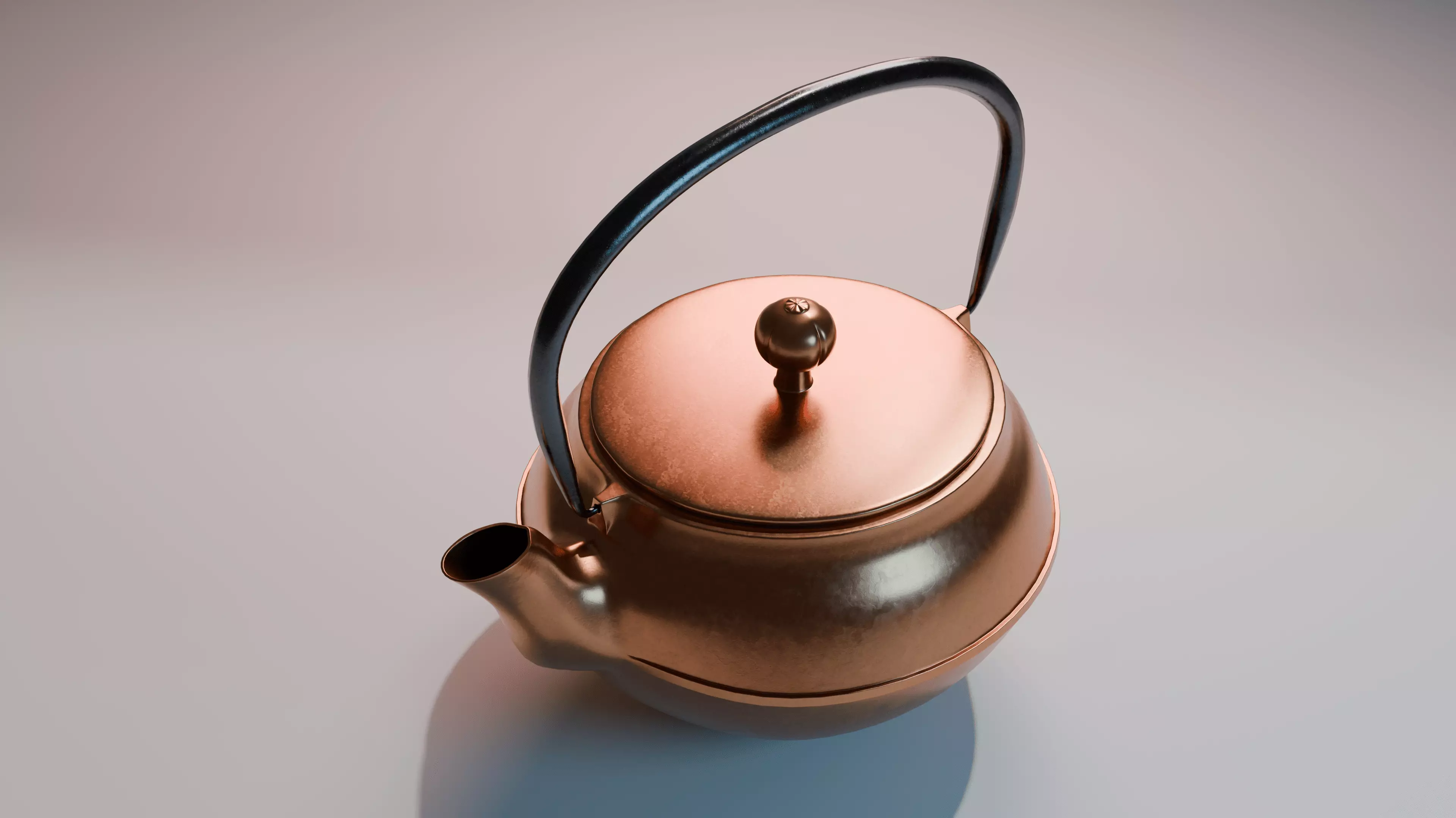 Copper teapot 3D model hardsuface Low-poly 3D model_4