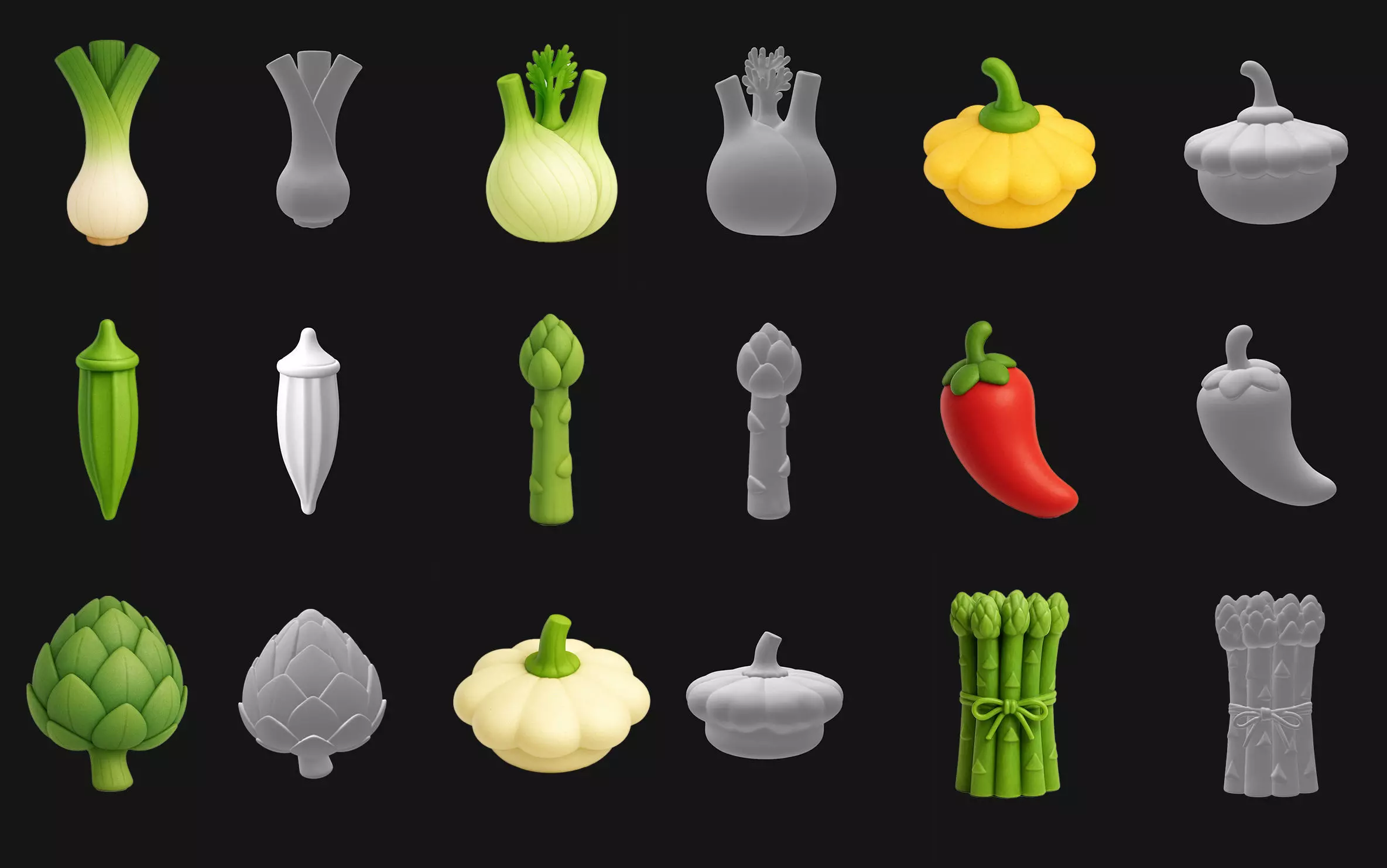 VEGETABLE FRIENDS PACK PART 2 3D print model_1