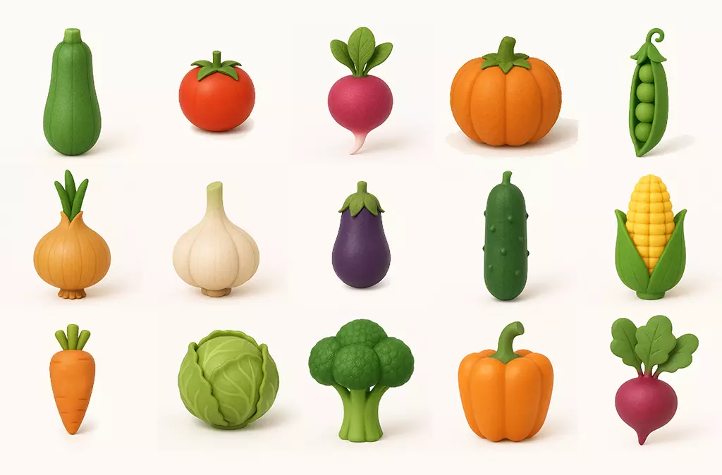 VEGETABLE FRIENDS PACK SET OF 15 PRINTABLE MODELS 3D print model_2