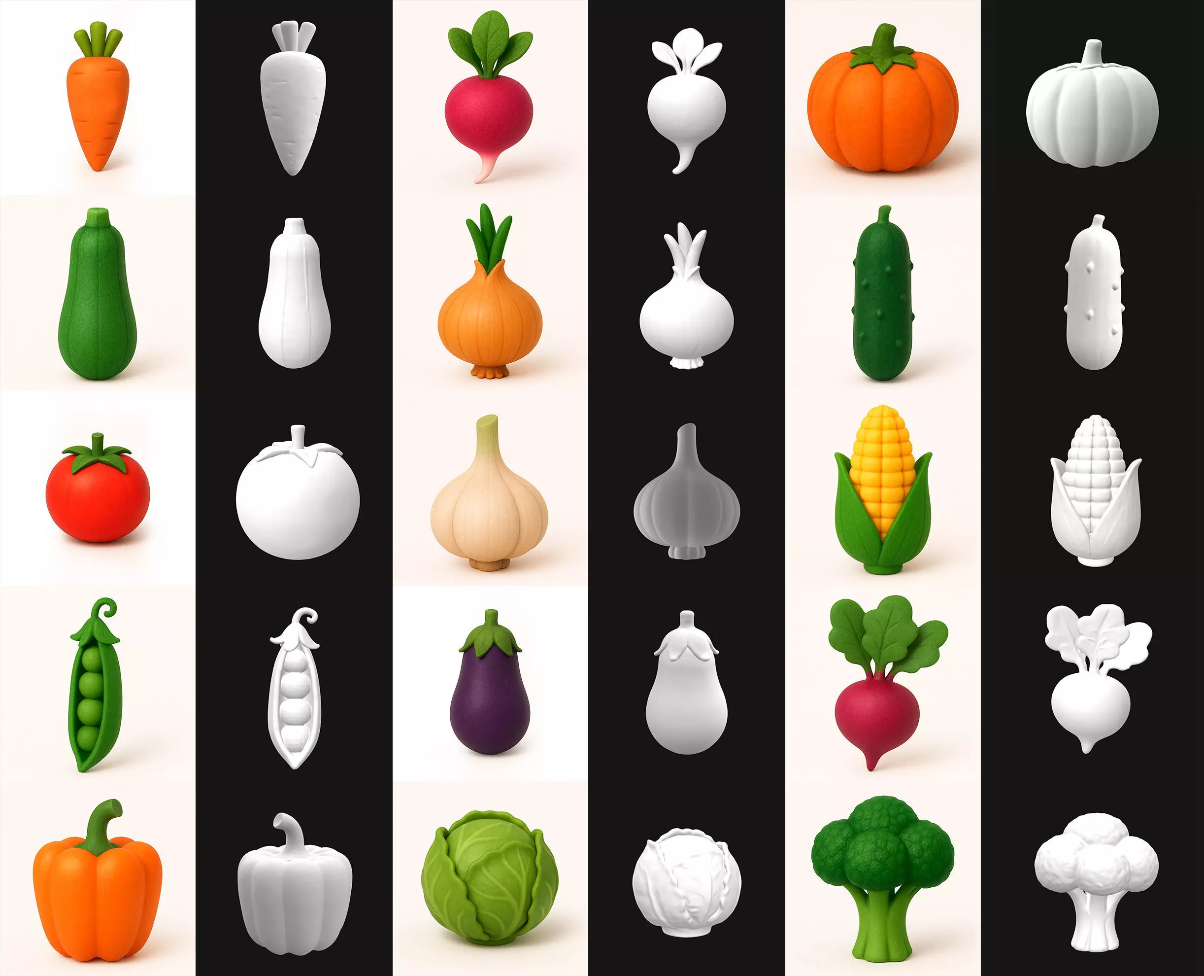 VEGETABLE FRIENDS PACK SET OF 15 PRINTABLE MODELS 3D print model_3