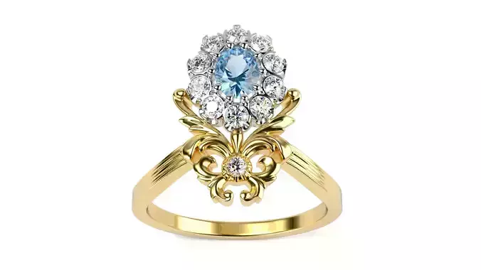 Vintage Engagement Ring Rococo Style All Sizes