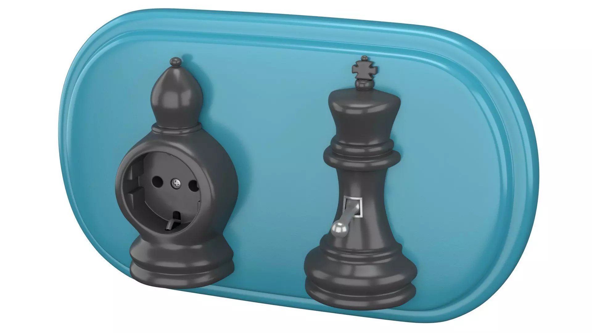 Sockets and Switches in the Shape of Chess and Checkers Pieces Low-poly 3D model_4