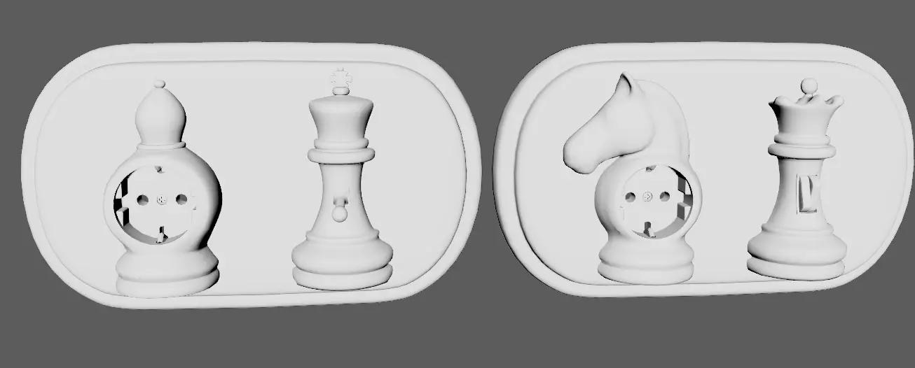 Sockets and Switches in the Shape of Chess and Checkers Pieces Low-poly 3D model_12