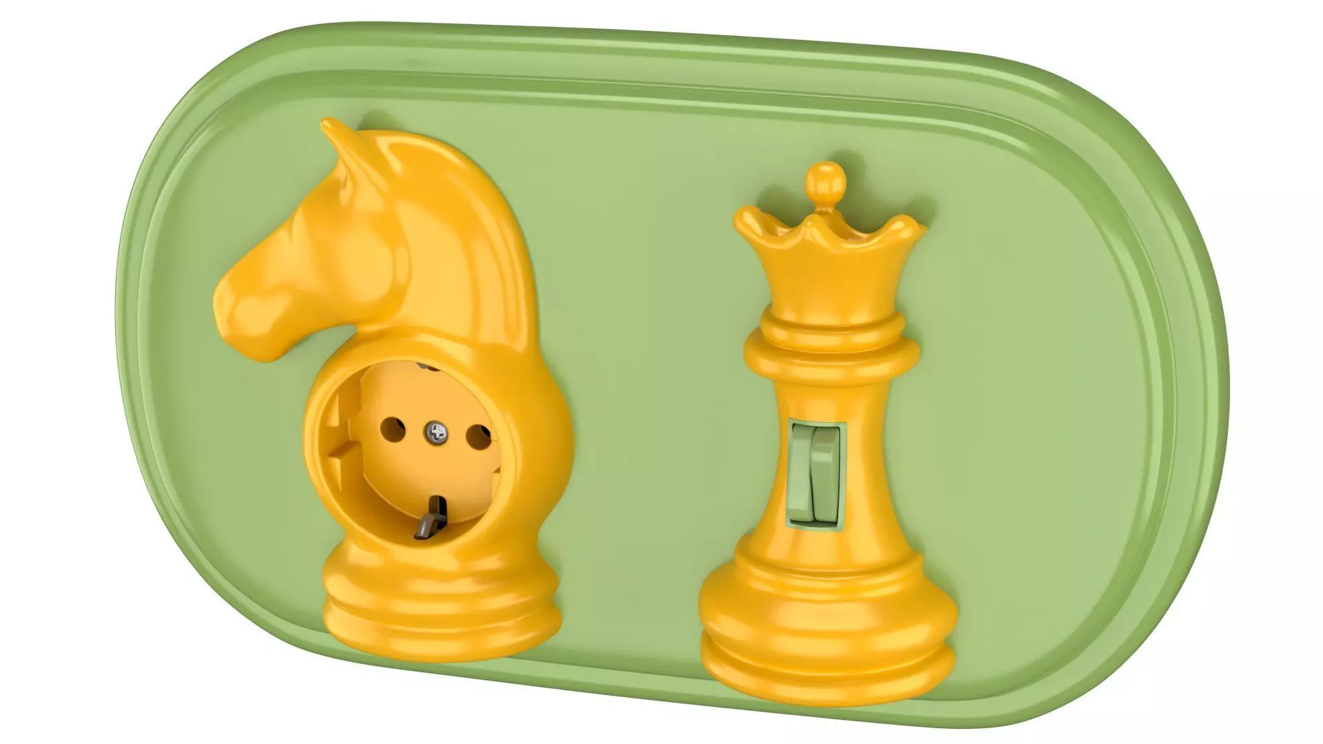 Sockets and Switches in the Shape of Chess and Checkers Pieces Low-poly 3D model_2