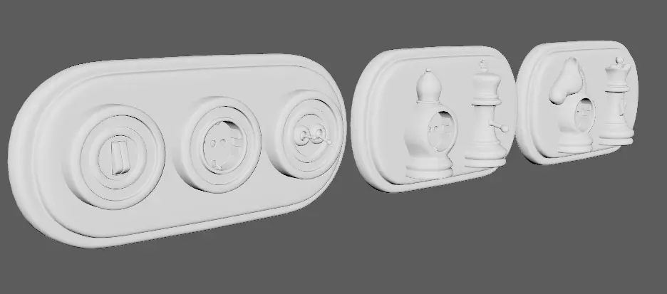 Sockets and Switches in the Shape of Chess and Checkers Pieces Low-poly 3D model_10