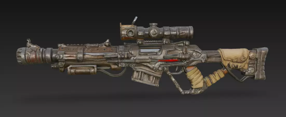 Rugged Post Apocalyptic Rifle 3D Model Low-poly 3D model