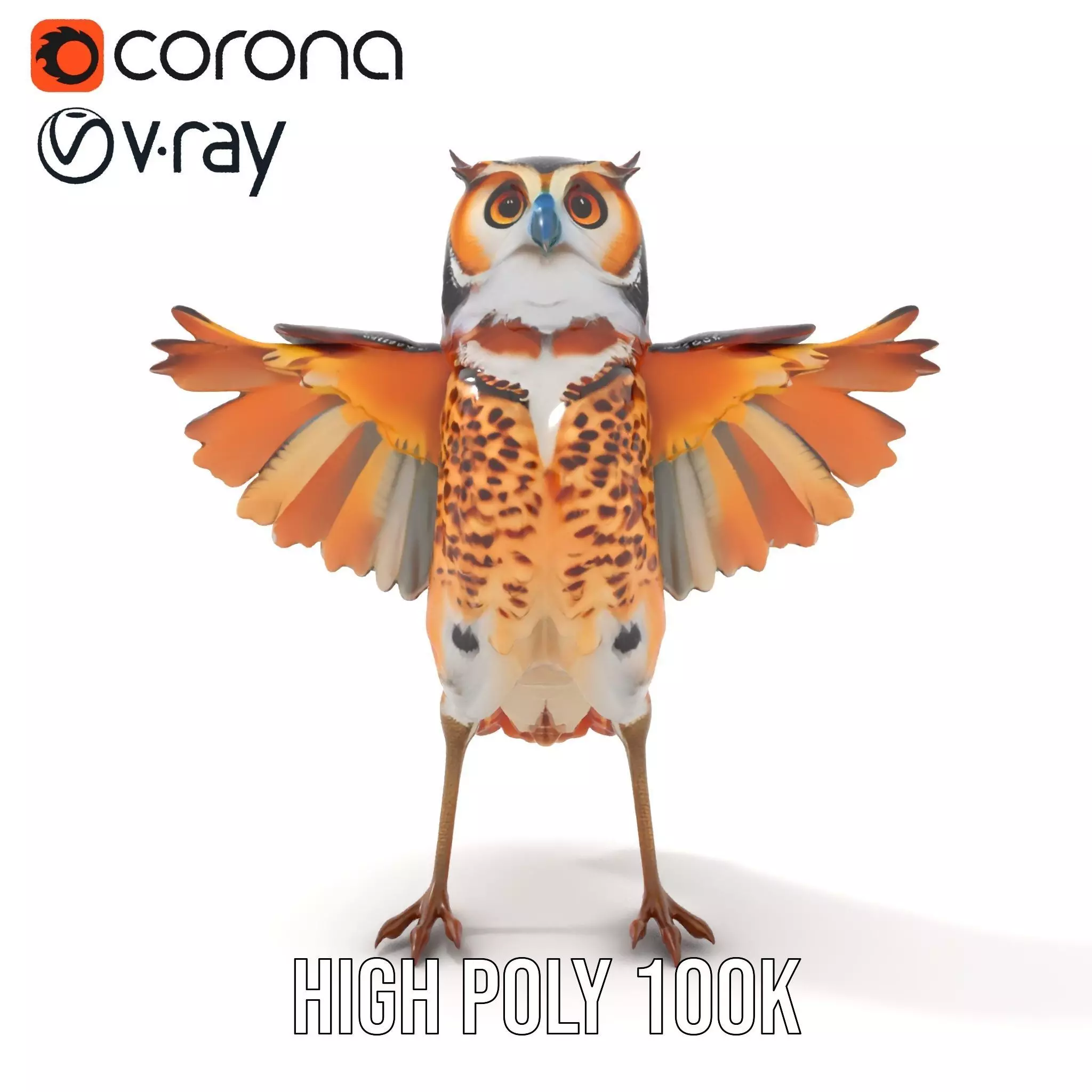 Vibrant Owl Wingspread model pack Low-poly 3D model_19