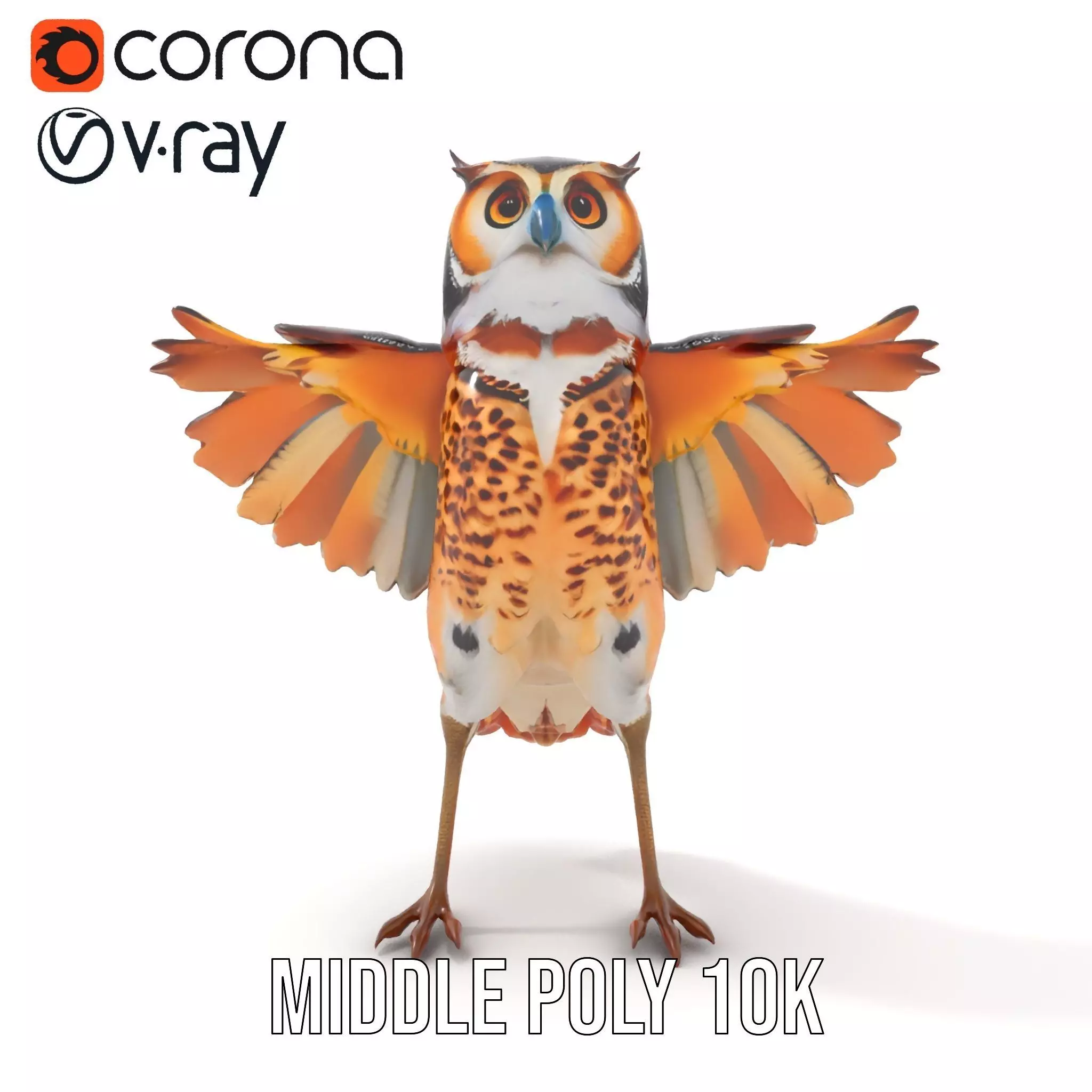 Vibrant Owl Wingspread model pack Low-poly 3D model_20